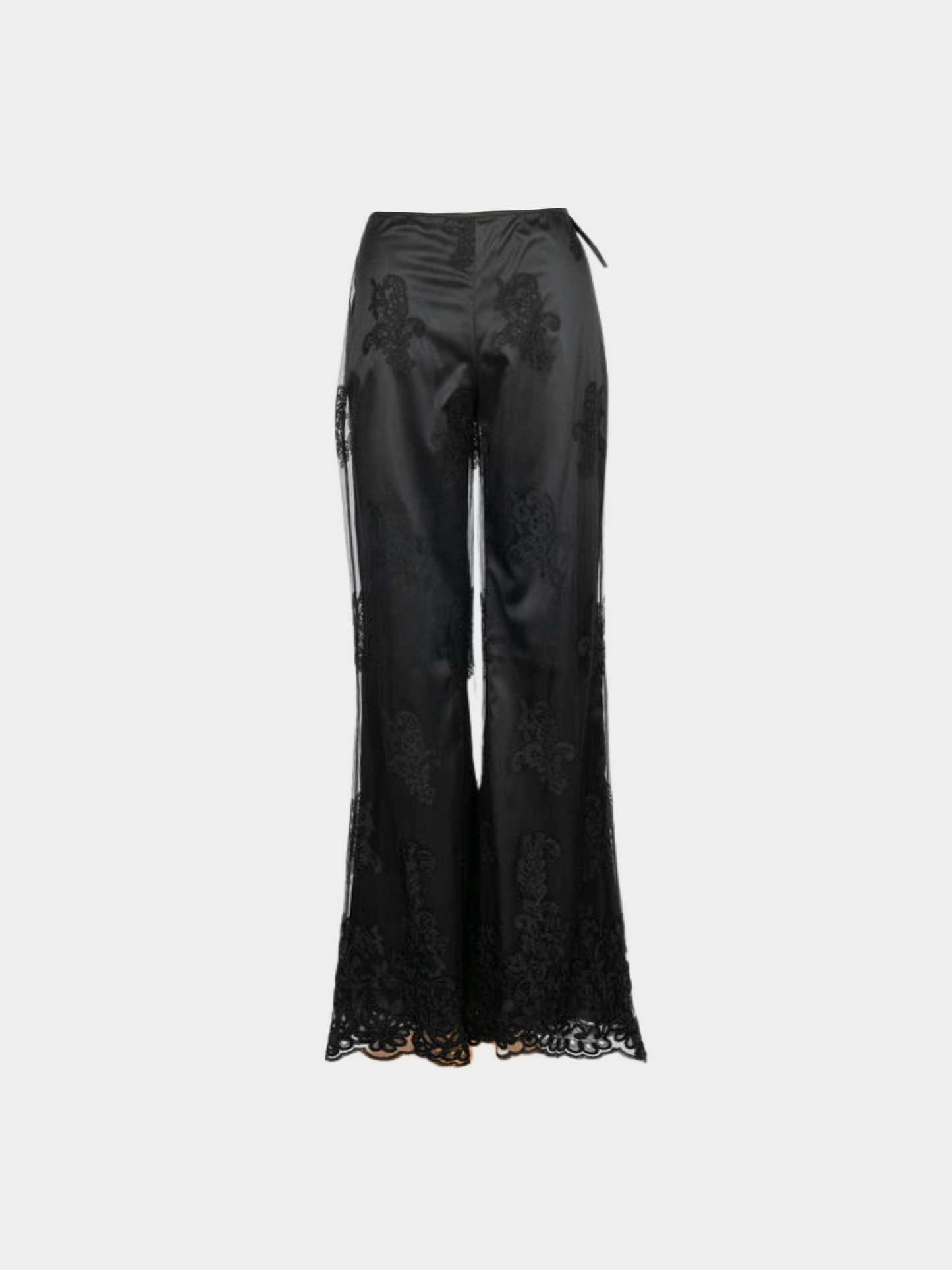 La Perla 2000s Black Satin Embroidered Pants