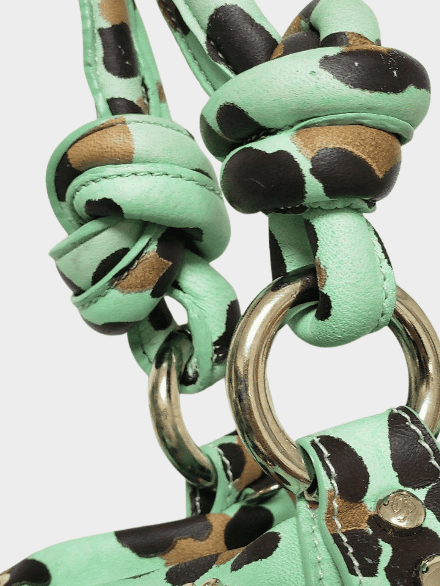 Blumarine 2000s Green Leopard Print Handbag