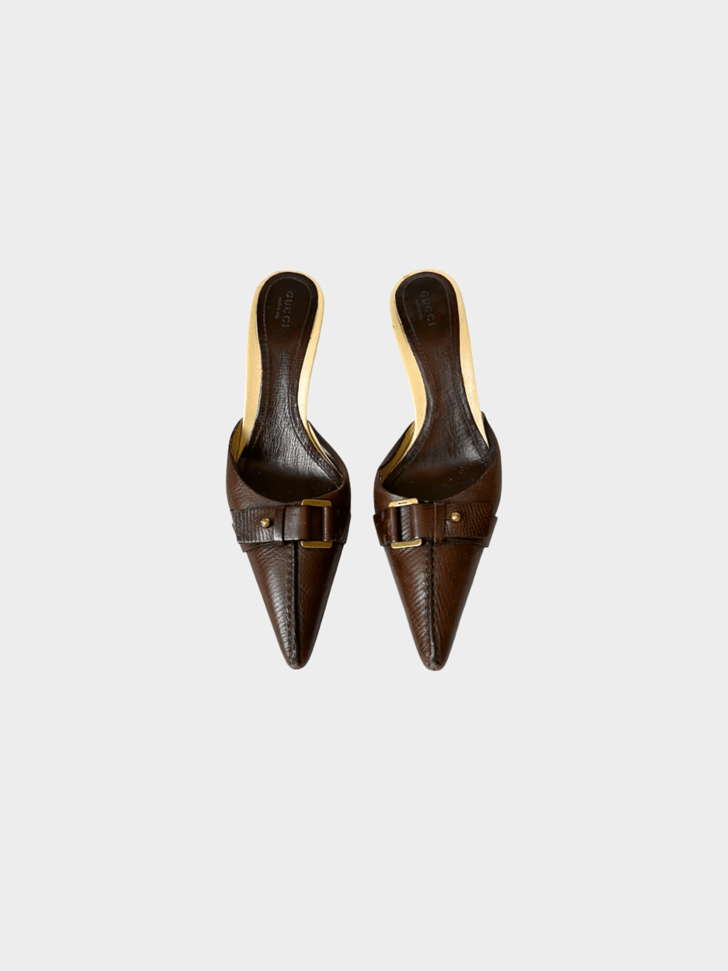 Gucci 2000s Brown Leather Pointed Mules