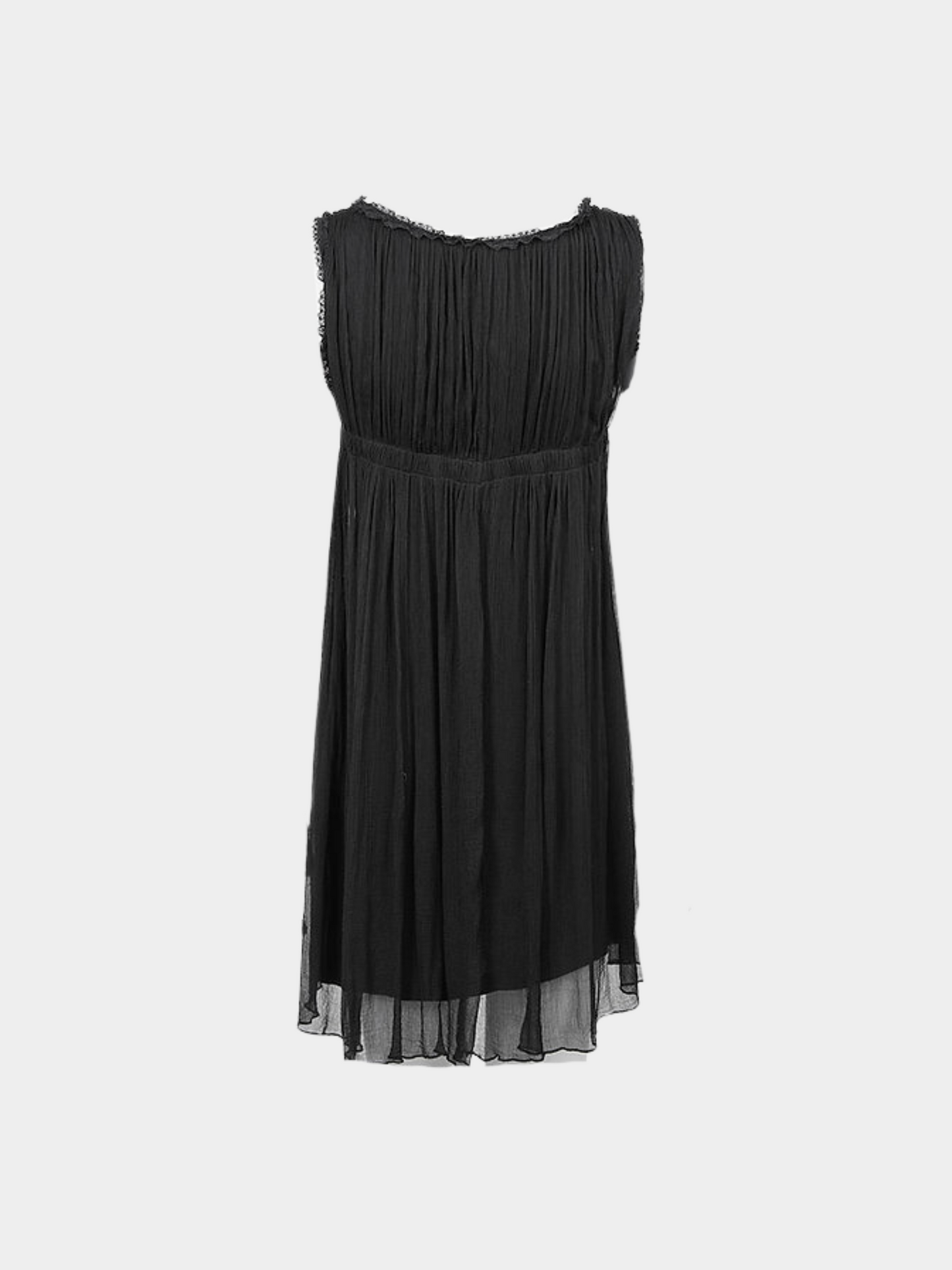 John Galliano 2000s Black Lace Trim Asymmetrical Babydoll Dress