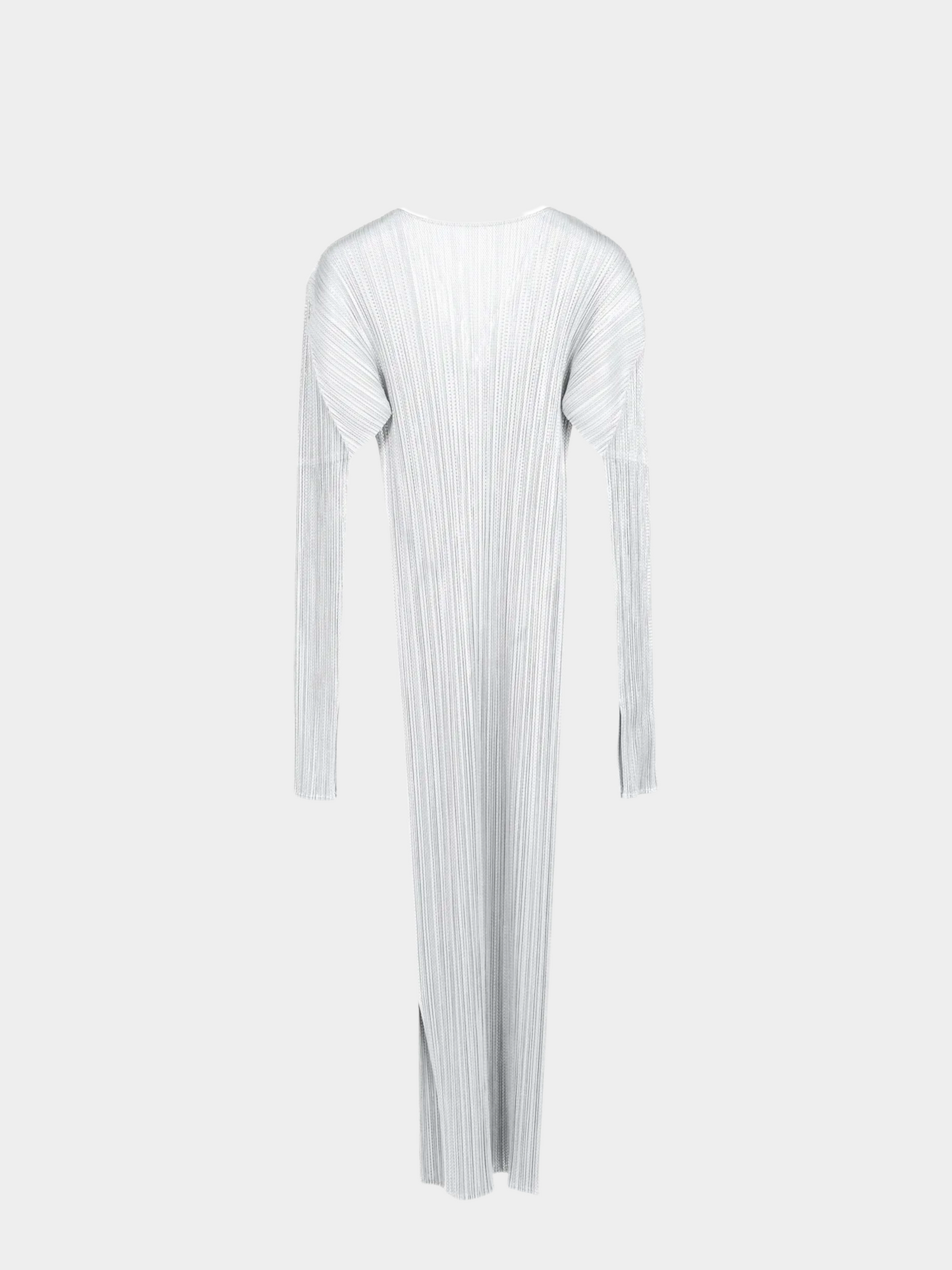 Issey Miyake Pleats Please 2000s Rare Archival Metallic Silver Maxi Dress
