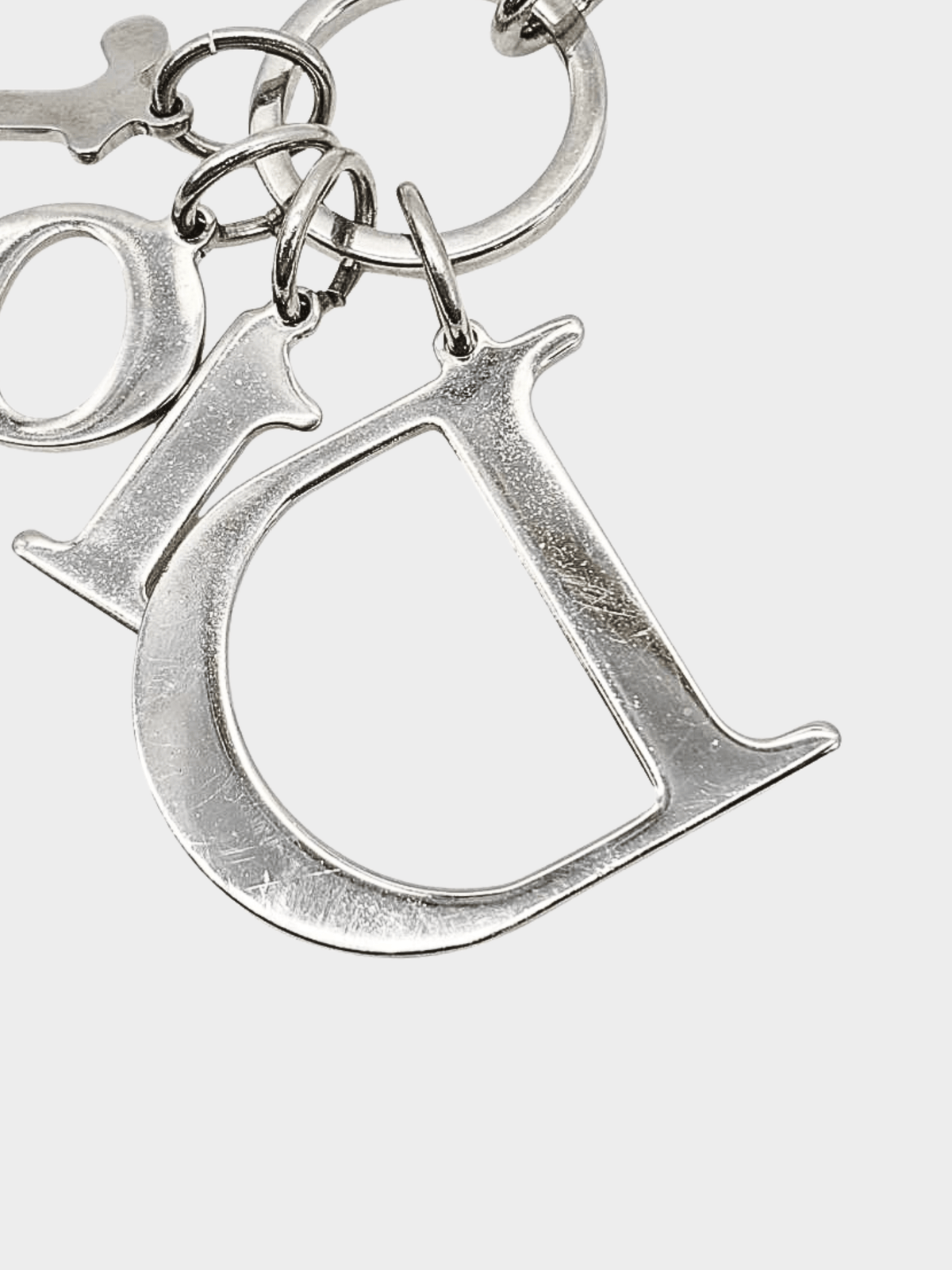 Christian Dior 2000s Silver DIOR Spell Out Charm Keychain