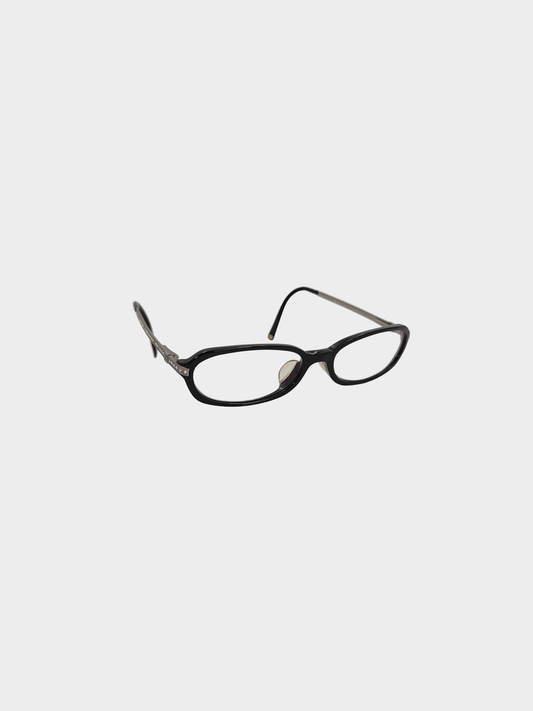 Chanel 2000s Black Framed Rhinestone Glasses