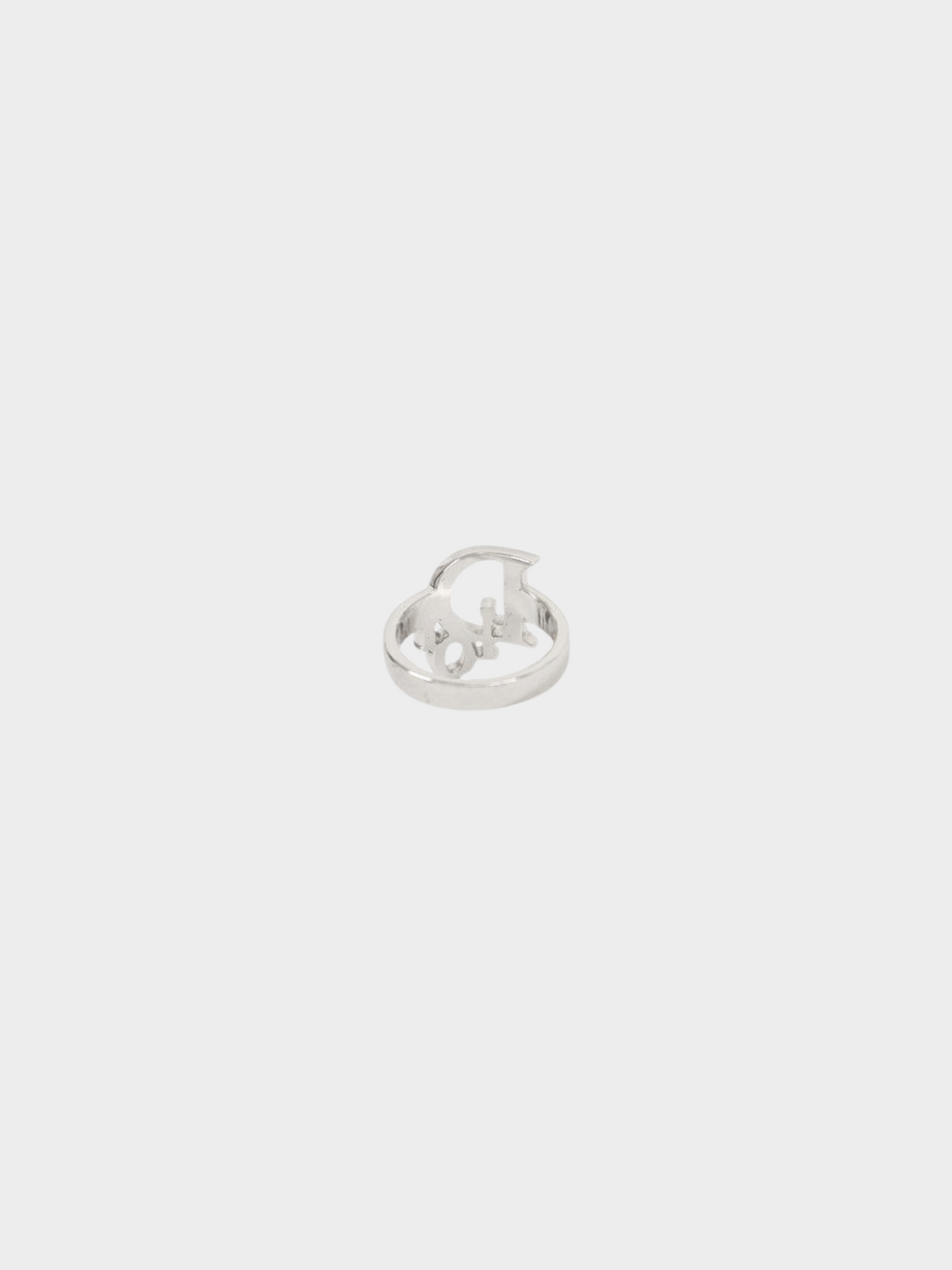 Christian Dior 2010s Silver Rhinestone Logo Ring