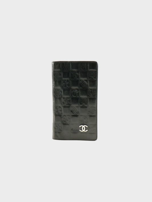 Chanel 2004 Black Coco Mark Icon Long Wallet