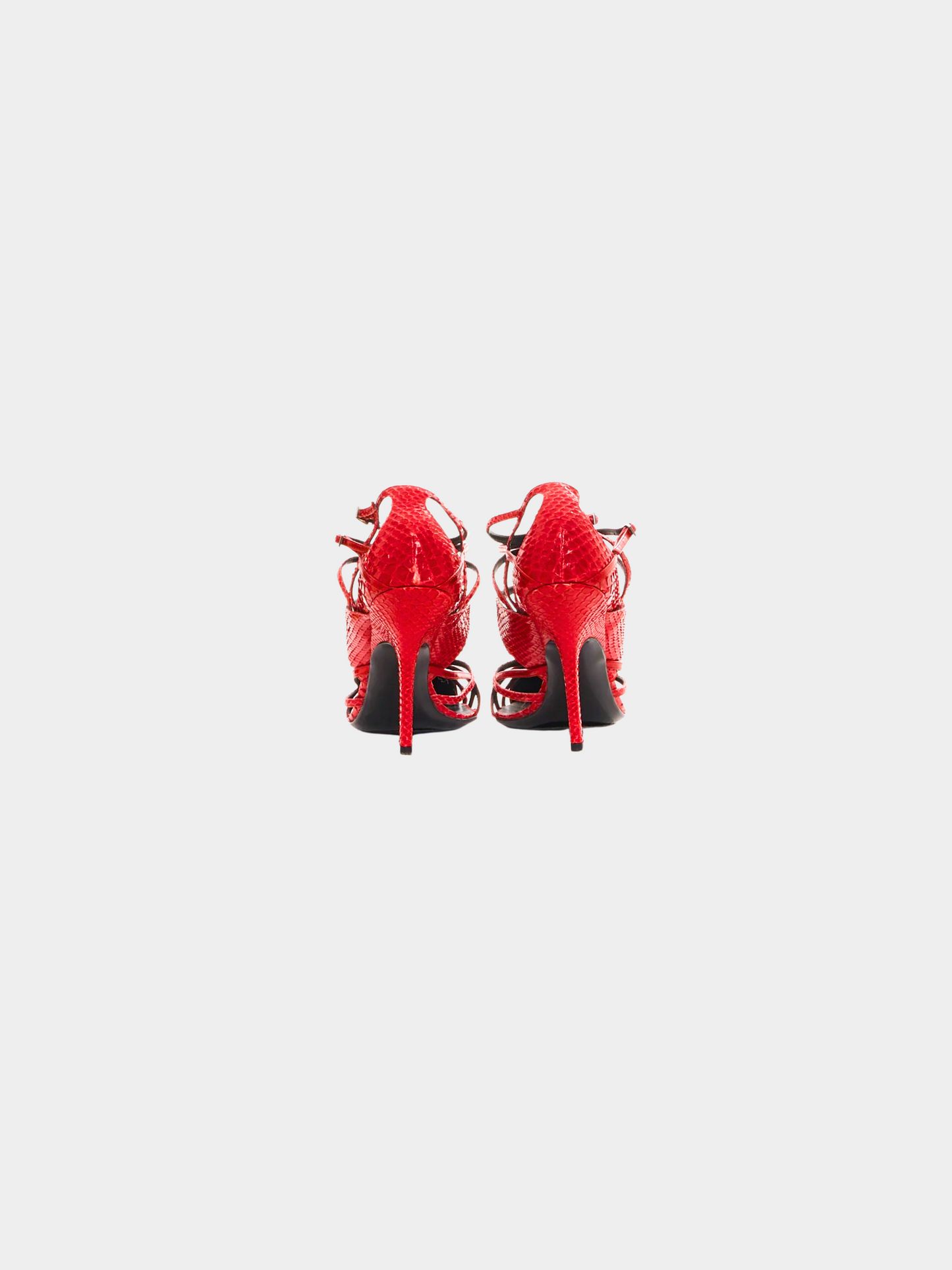 Christian Dior by John Galliano Early 2000s Red Python Strappy Pointed Toe Pumps