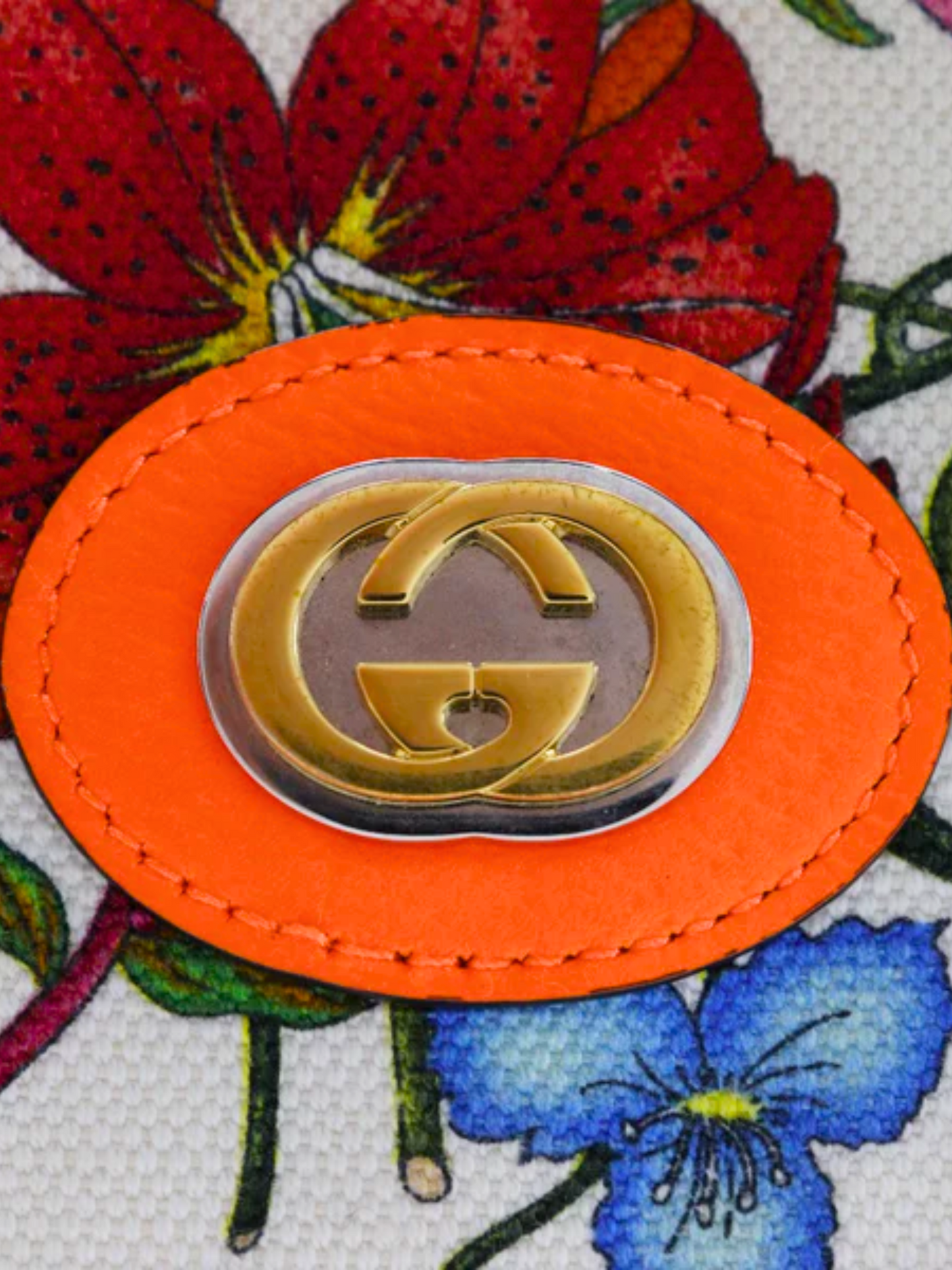 Gucci 2010s Orange GG Flora Shoulder Bag