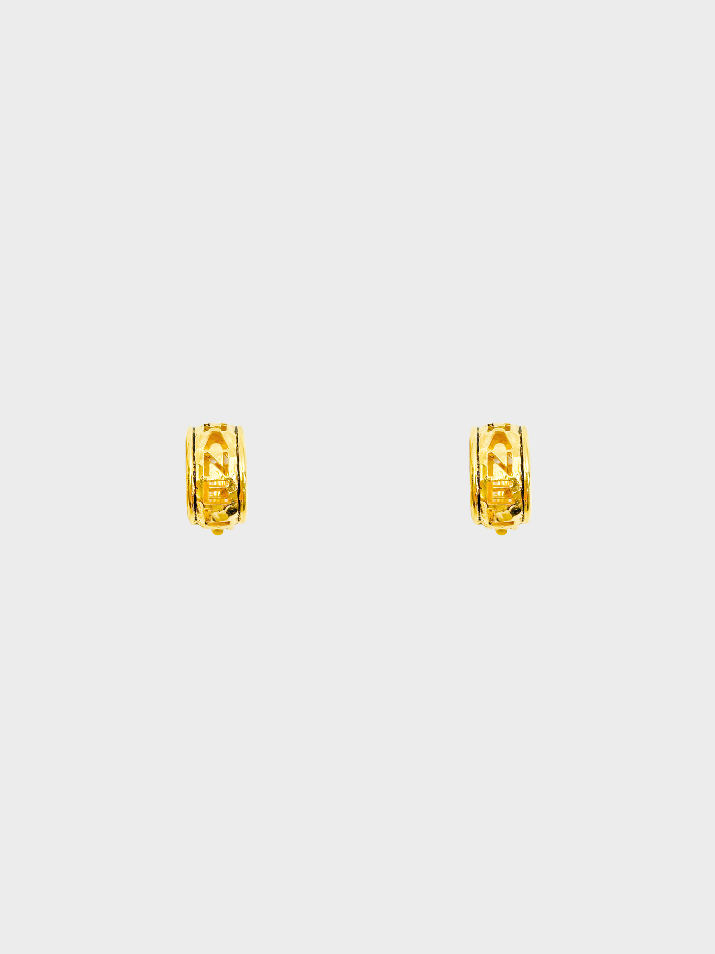 Chanel 1990s Gold Semi-Hoop Logo Hollowed Out Earrings