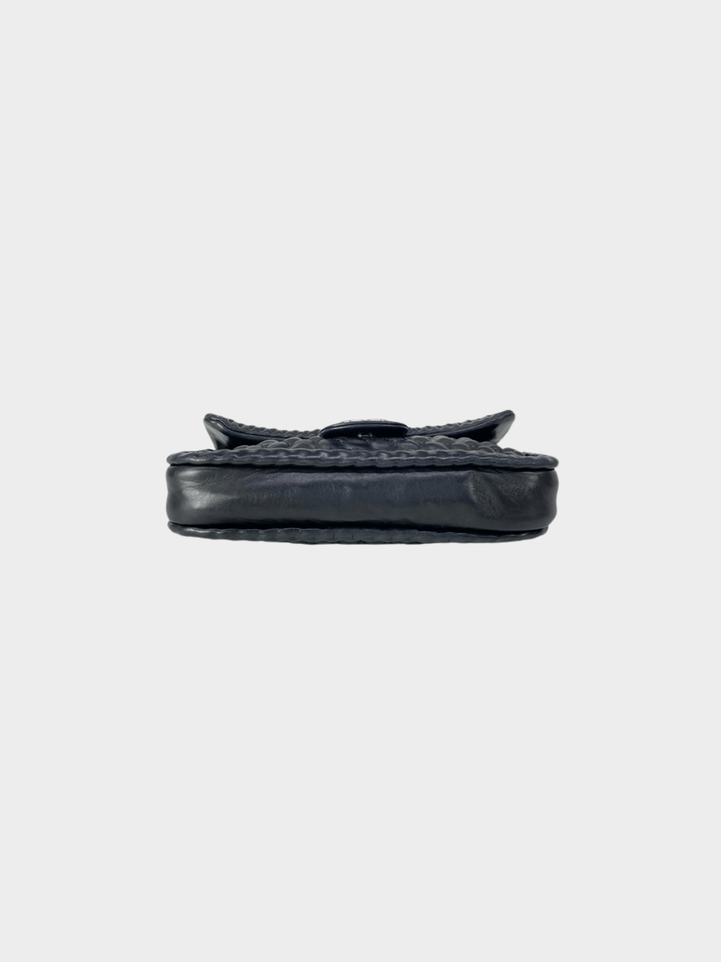 Chanel 2016 Black Crochet Lambskin CC Logo Bag