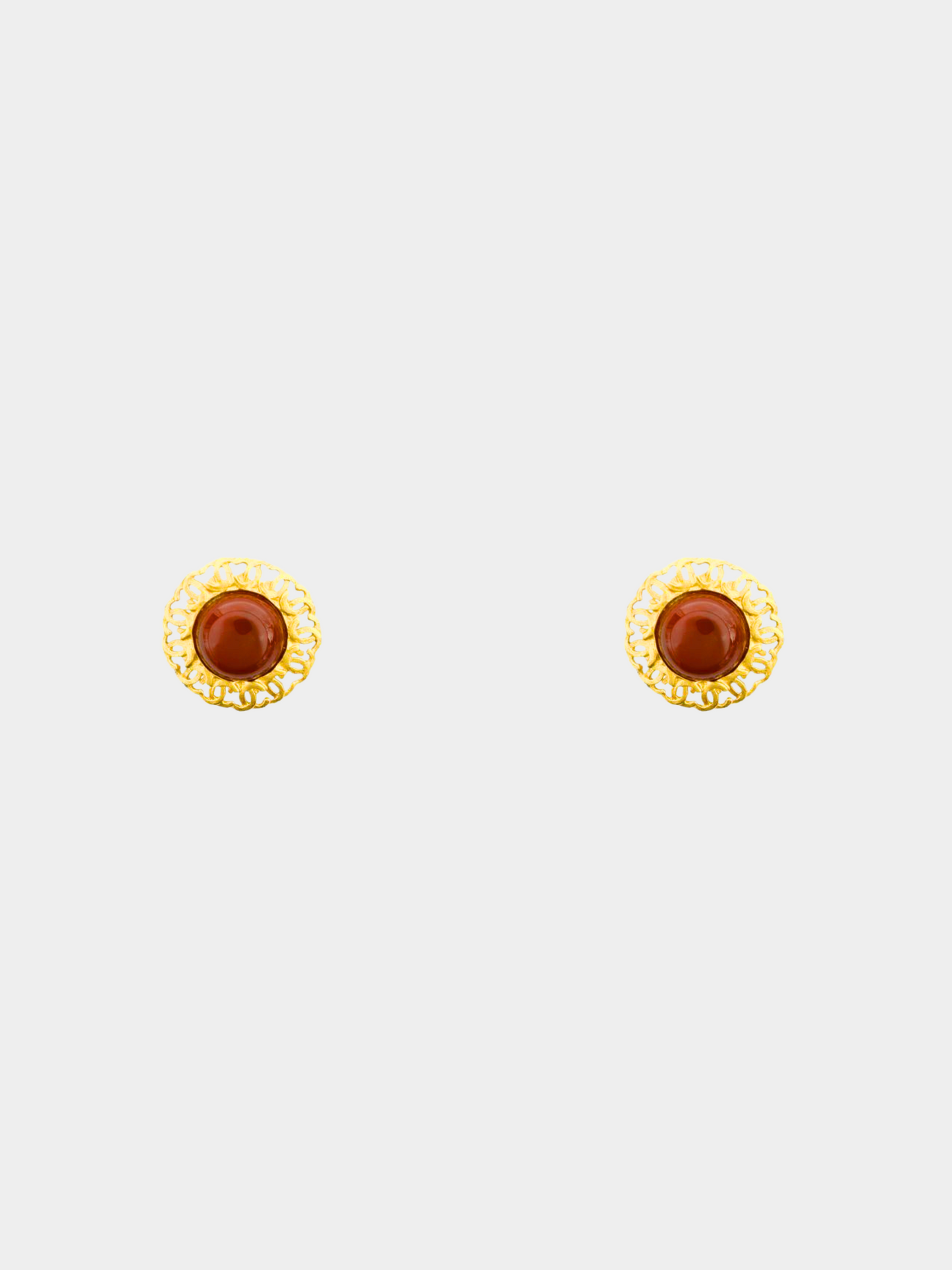 Chanel 2000s Burgundy Round Clip-on Earrings