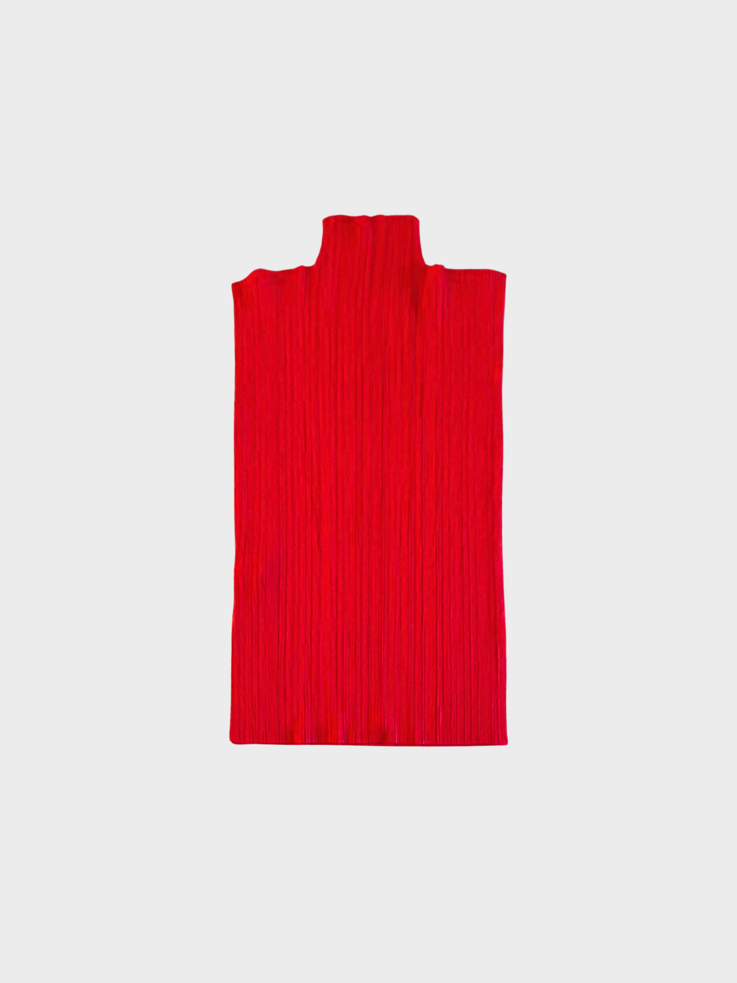 Issey Miyake Pleats Please 2000s Red Mock Neck Sleeveless Top