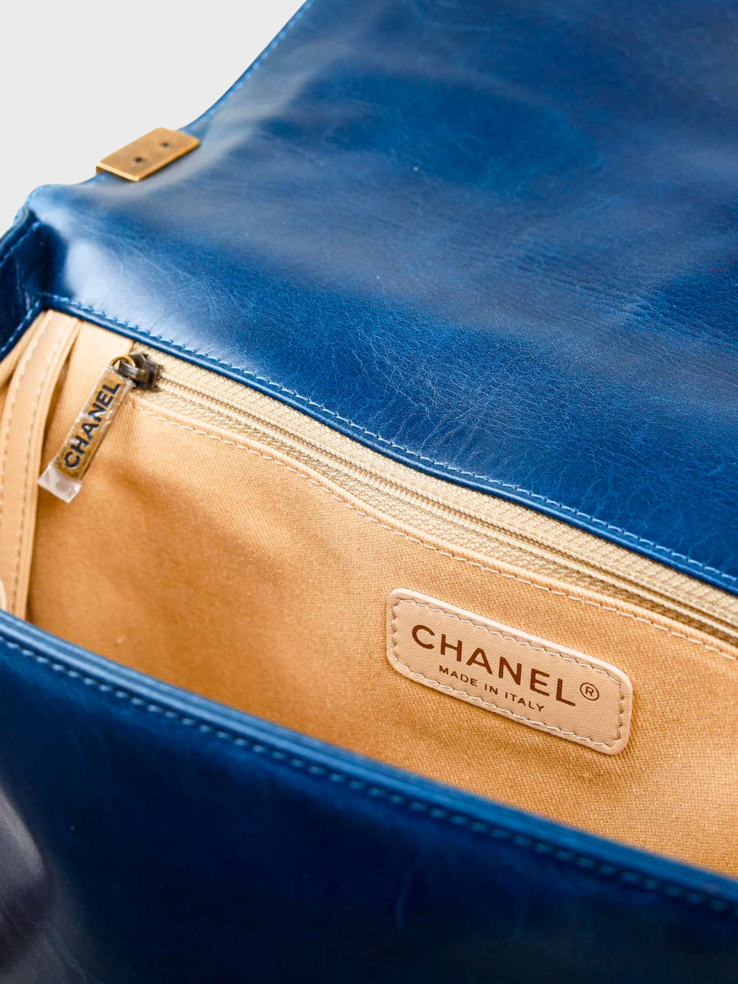 Chanel by Karl Lagerfeld 2012 Blue Quilted Large Boy Chain Shoulder Bag