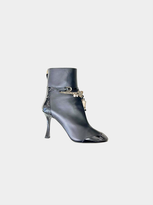 Chanel 2020 Black Leather Charm Boots