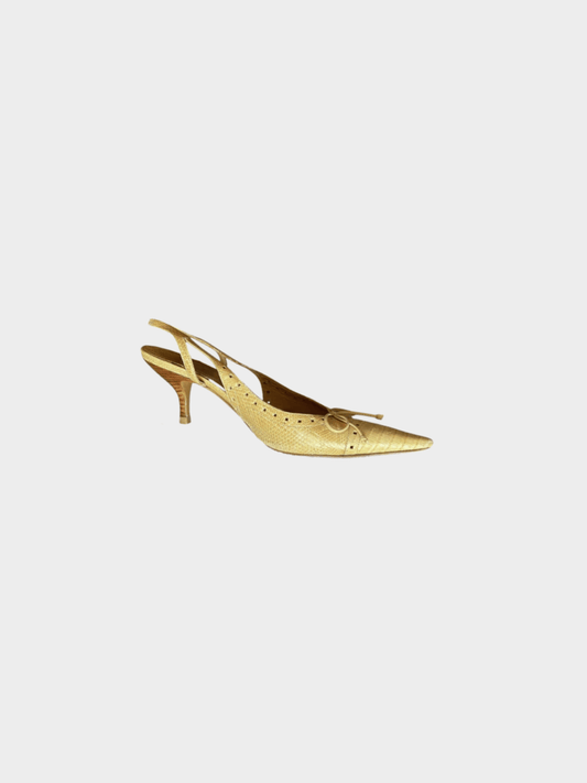 Chanel 2000s Beige Lizard Slingback Heels