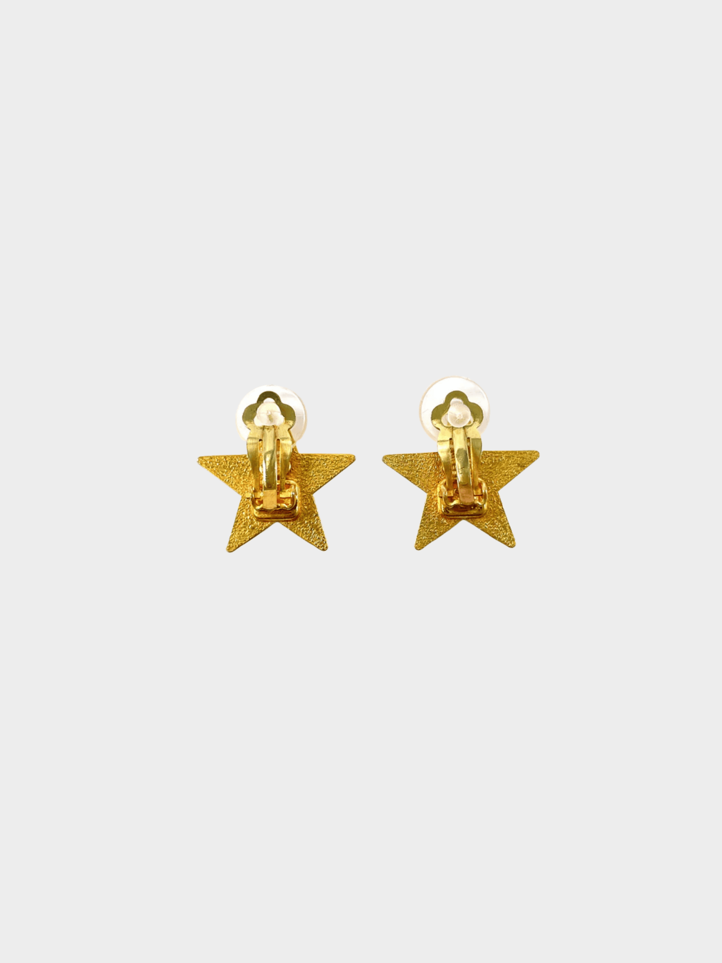 Chanel 2000s Cream Gold Coco Star Earrings