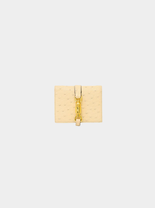 Gucci 2010s Ivory Ostrich Jackie 1961 Mini Wallet