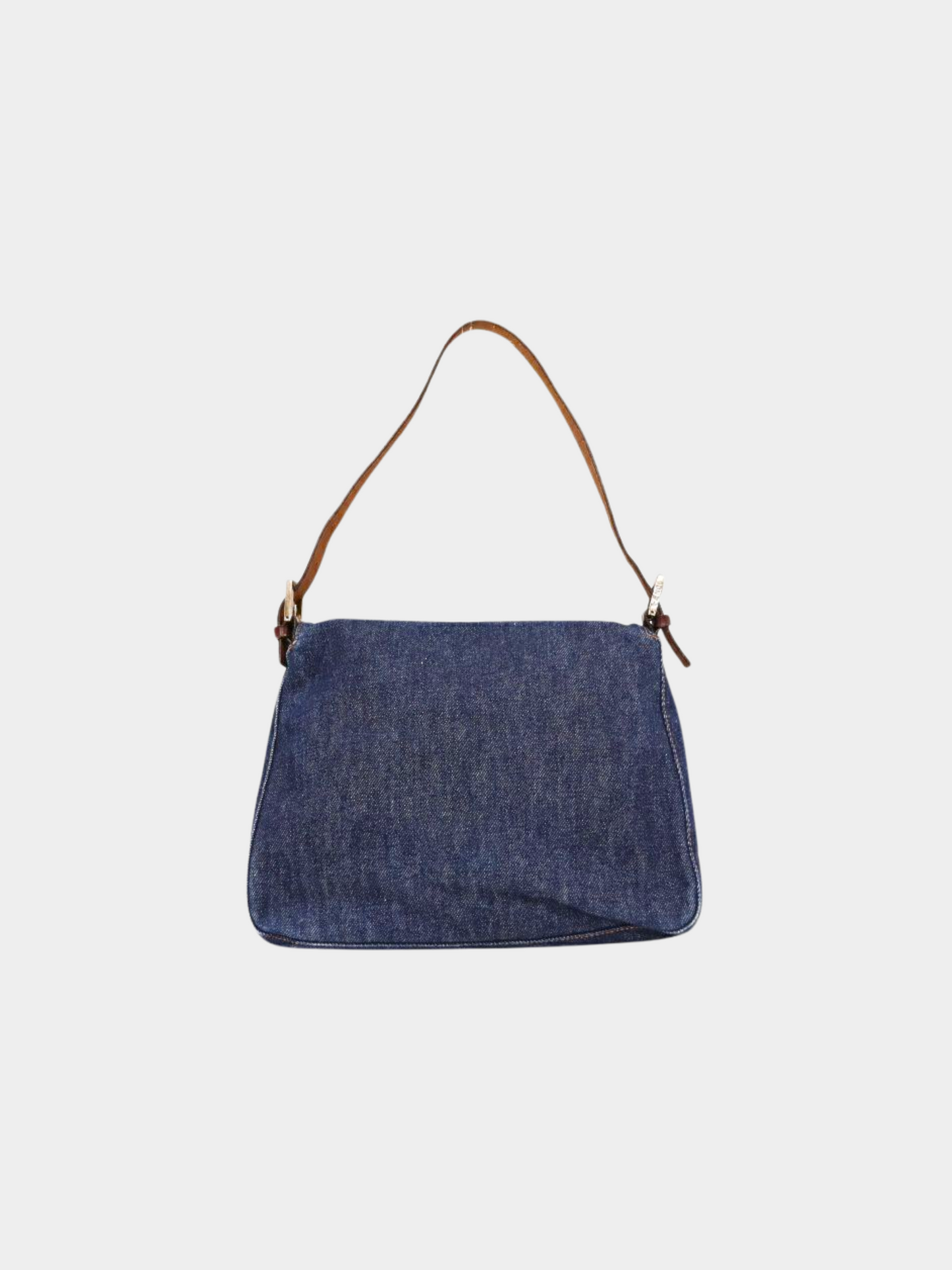 Fendi 2000s Blue Denim Mamma Baguette Bag