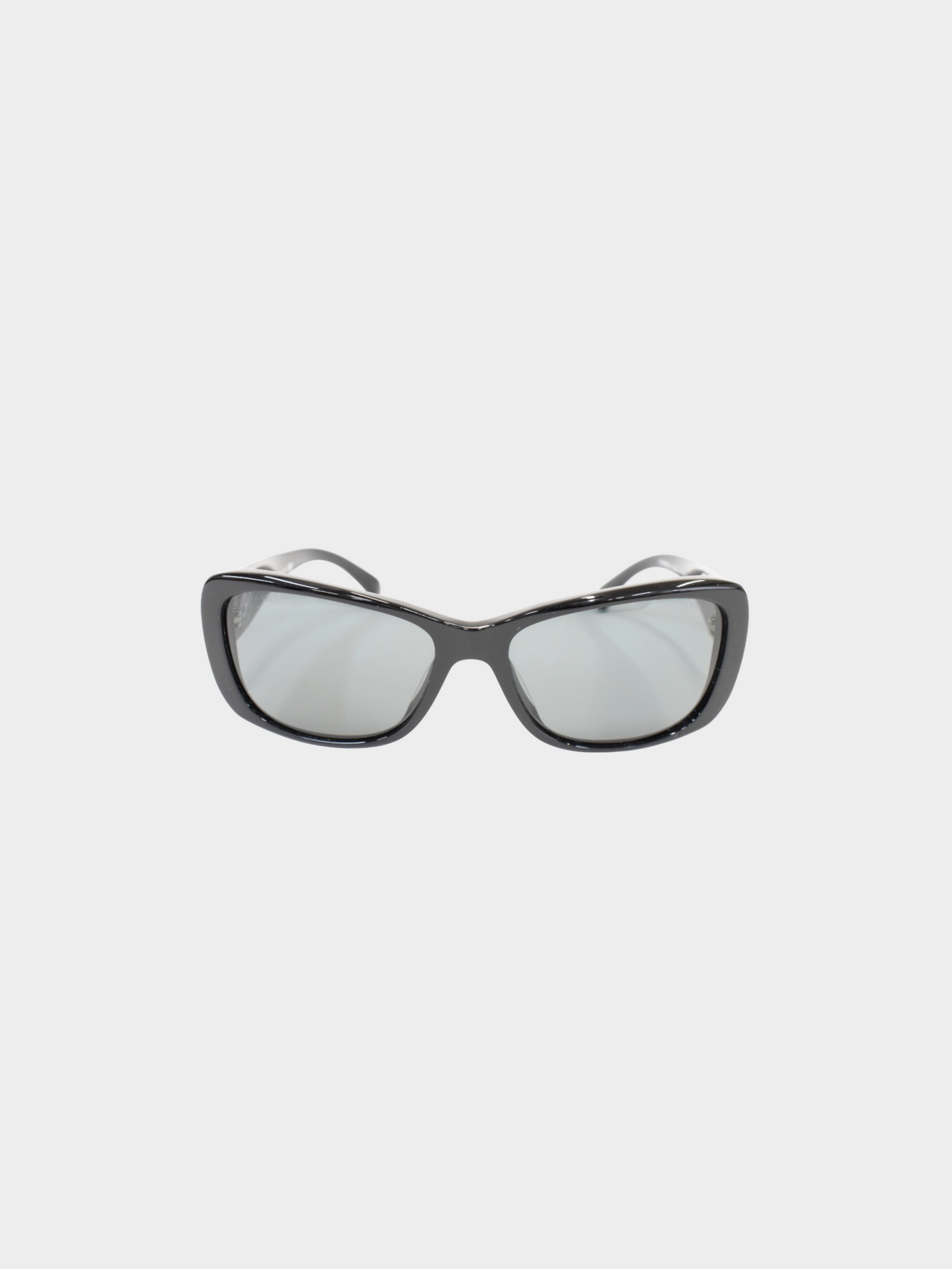 Chanel 2000s Black CC Camellia Square Sunglasses