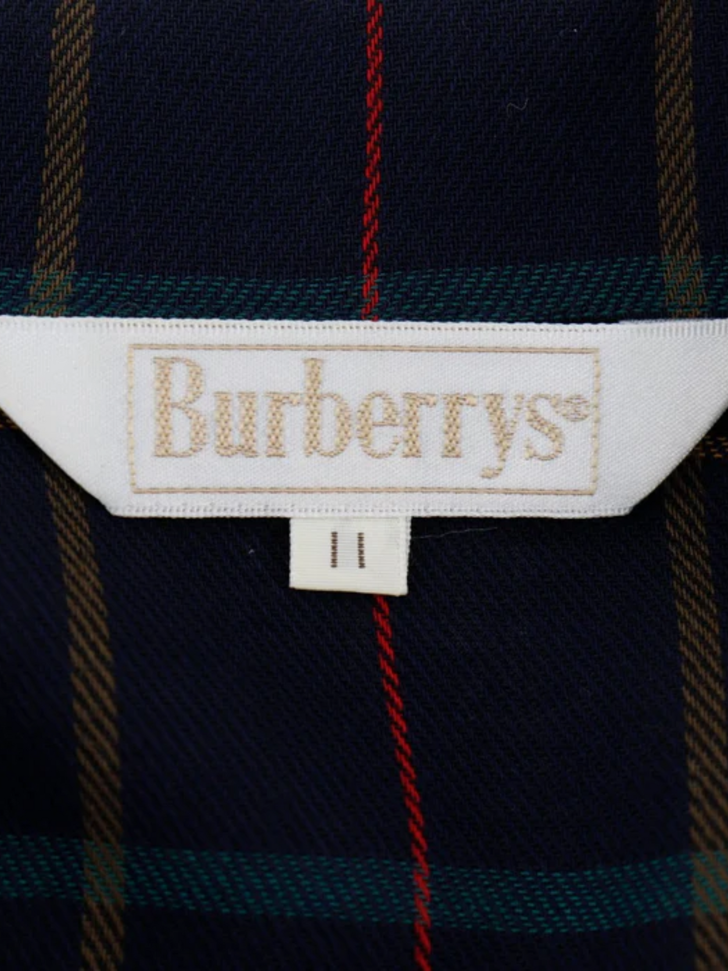Burberry 1990s Navy Blue Checkered Shirt and Skirt Set