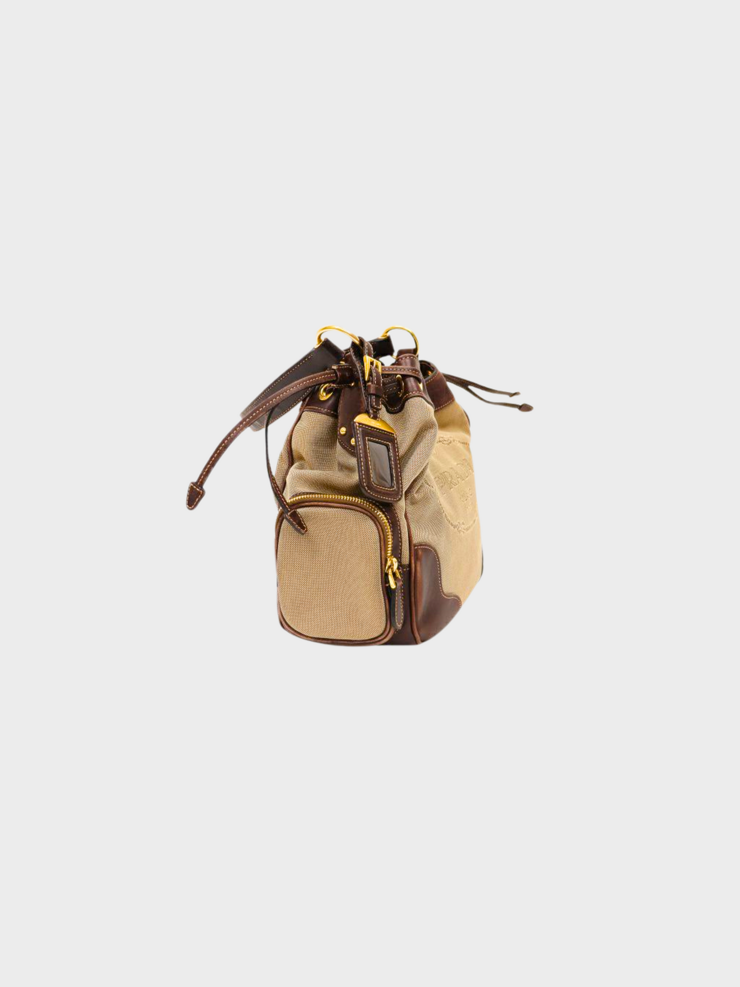 Prada 2000s Beige Logo Hobo Bag