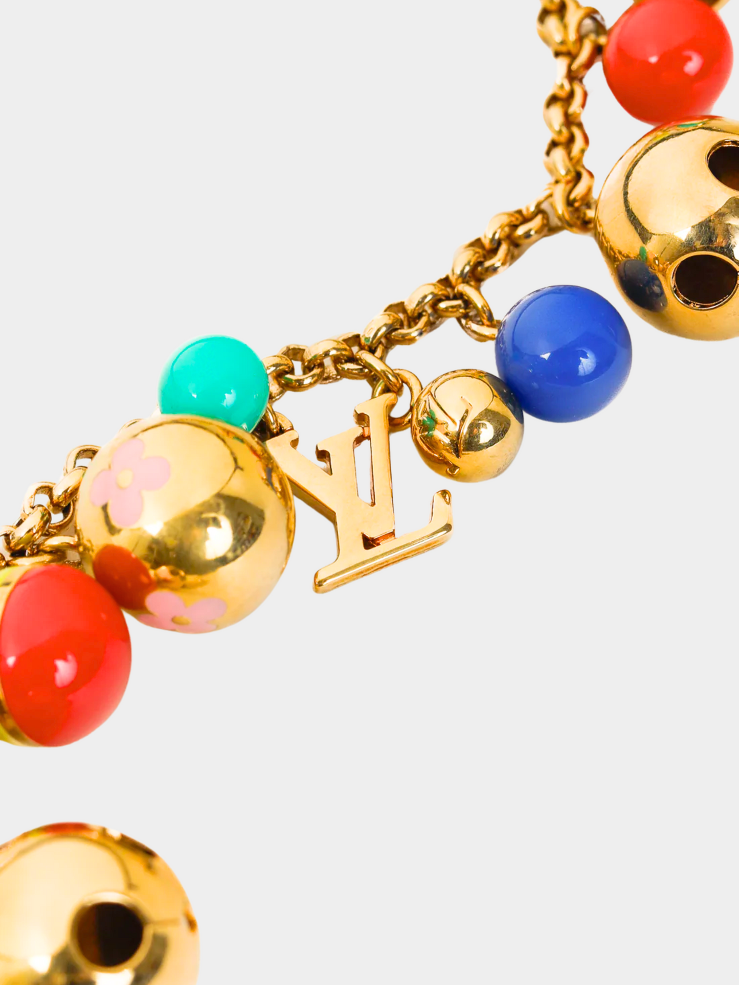 Louis Vuitton 2007 Multicolored Grelot Gold-Tone Spherical Bag Charm Key Chain