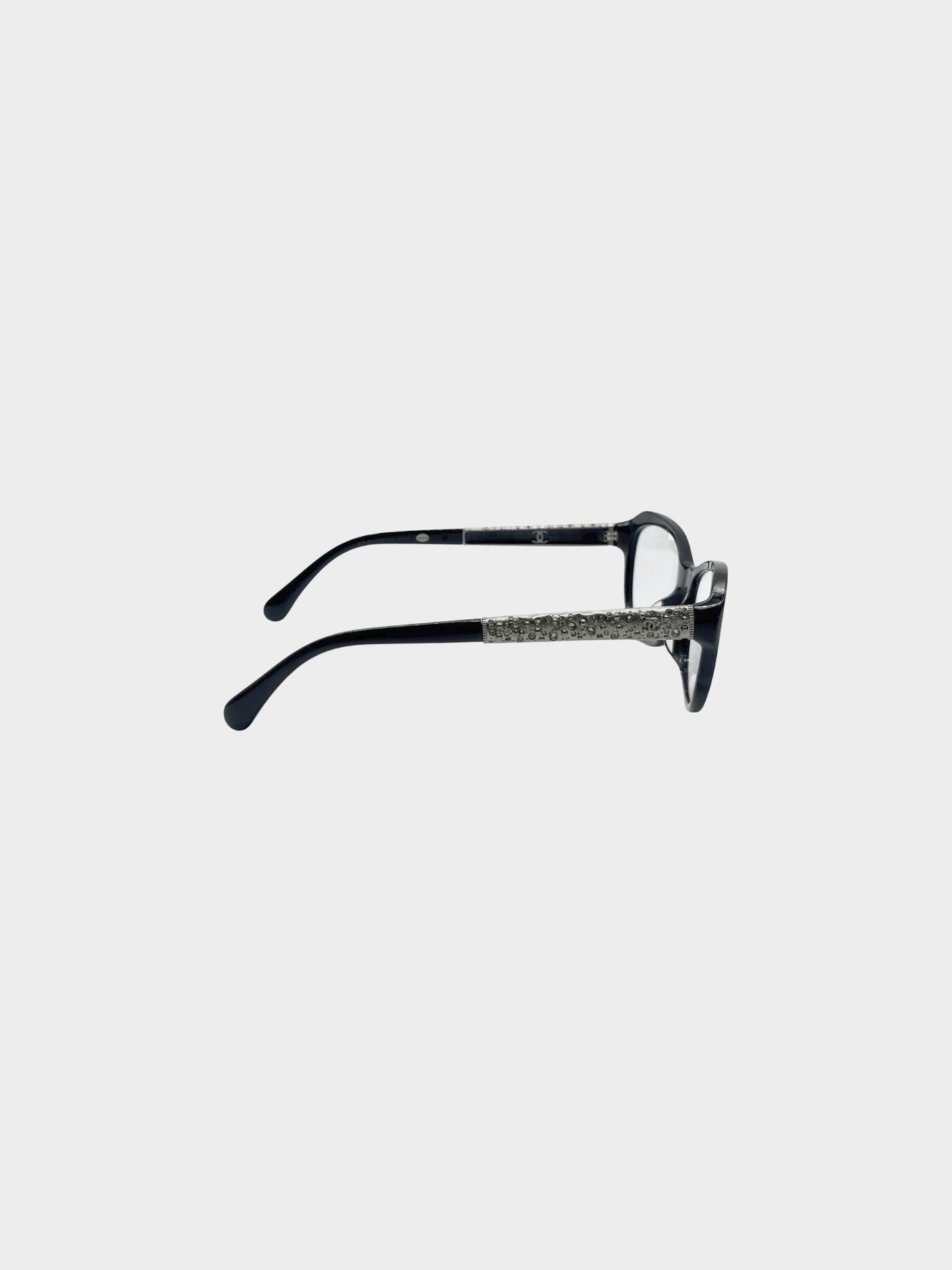 Chanel 2000s Black Rhinestone Eyeglasses