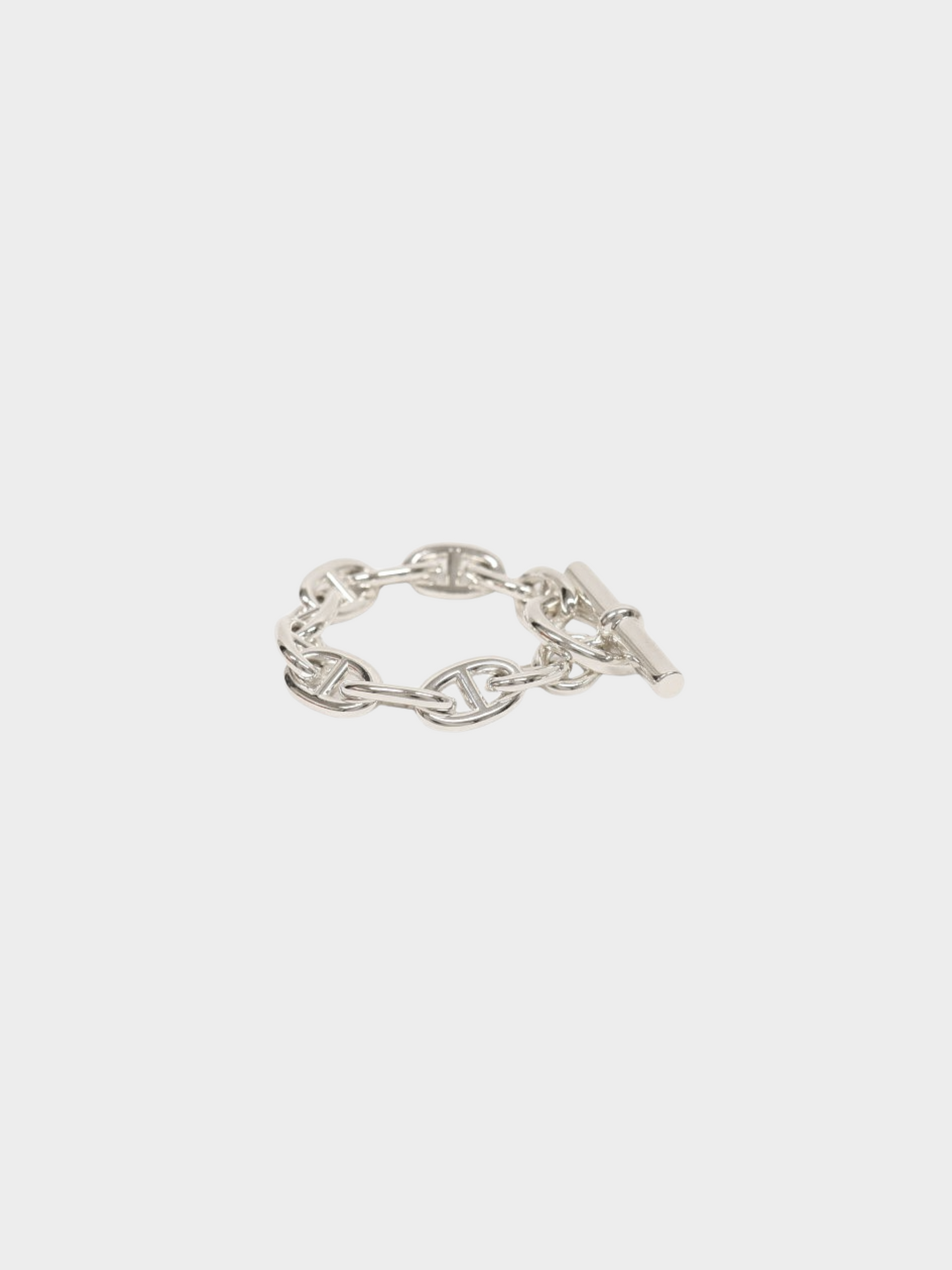 Hermès 2020s 925 Silver Chaîne d'Ancre Motif T-bar Bracelet