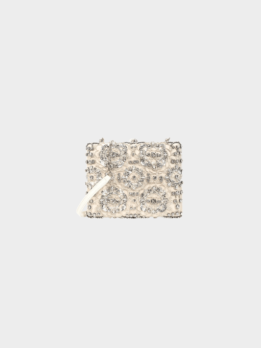 Alexander McQueen 2010s Champagne Crystal and Sequin-Embroidered Satin Evening Bag