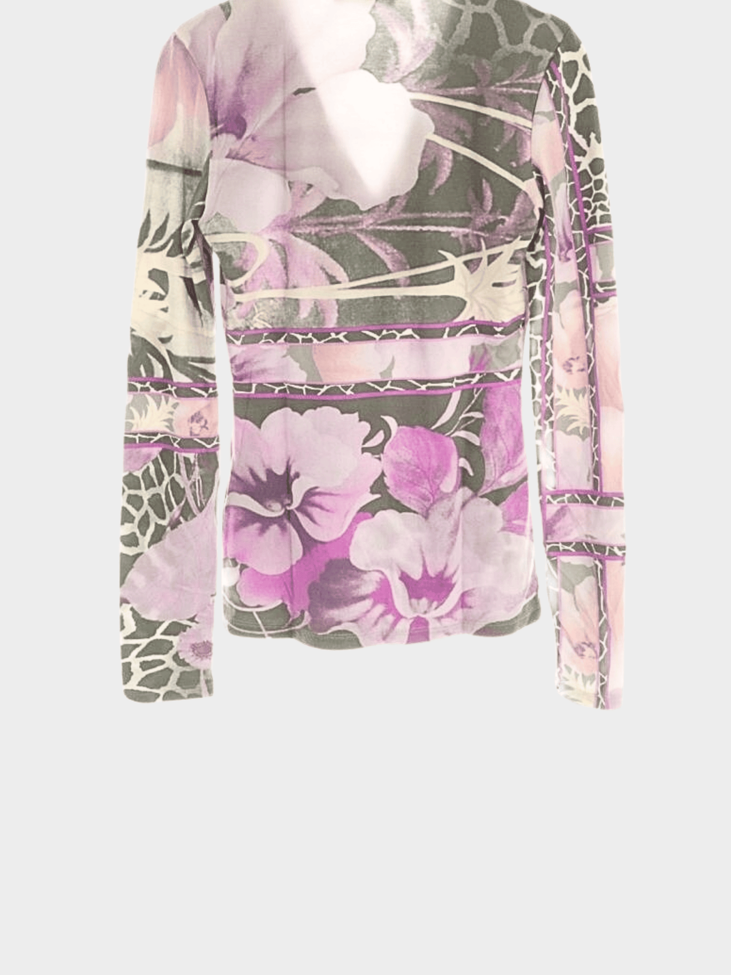 Roberto Cavalli Class 2000s Floral Printed Longsleeve Top