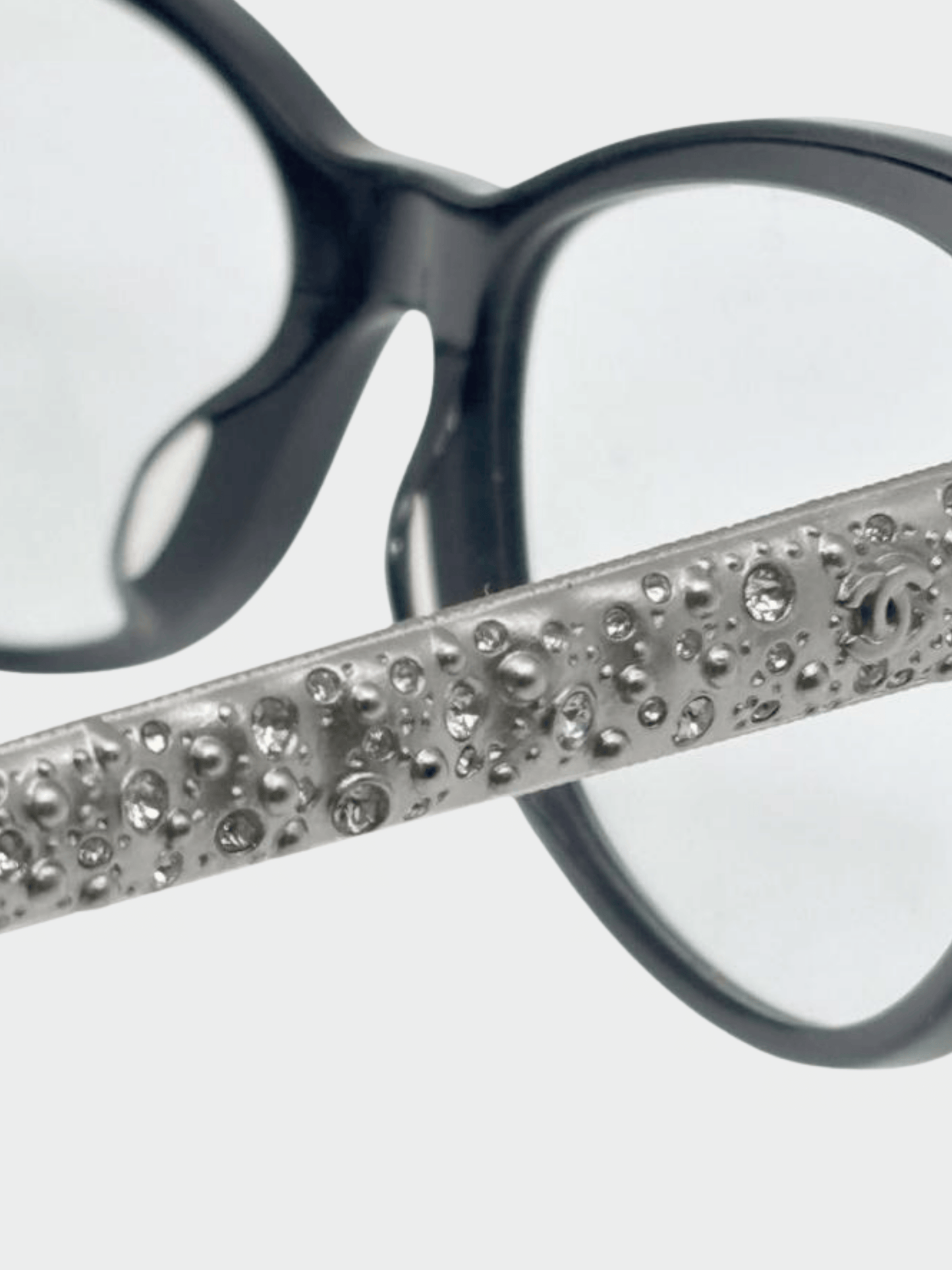 Chanel 2000s Black Rhinestone Eyeglasses