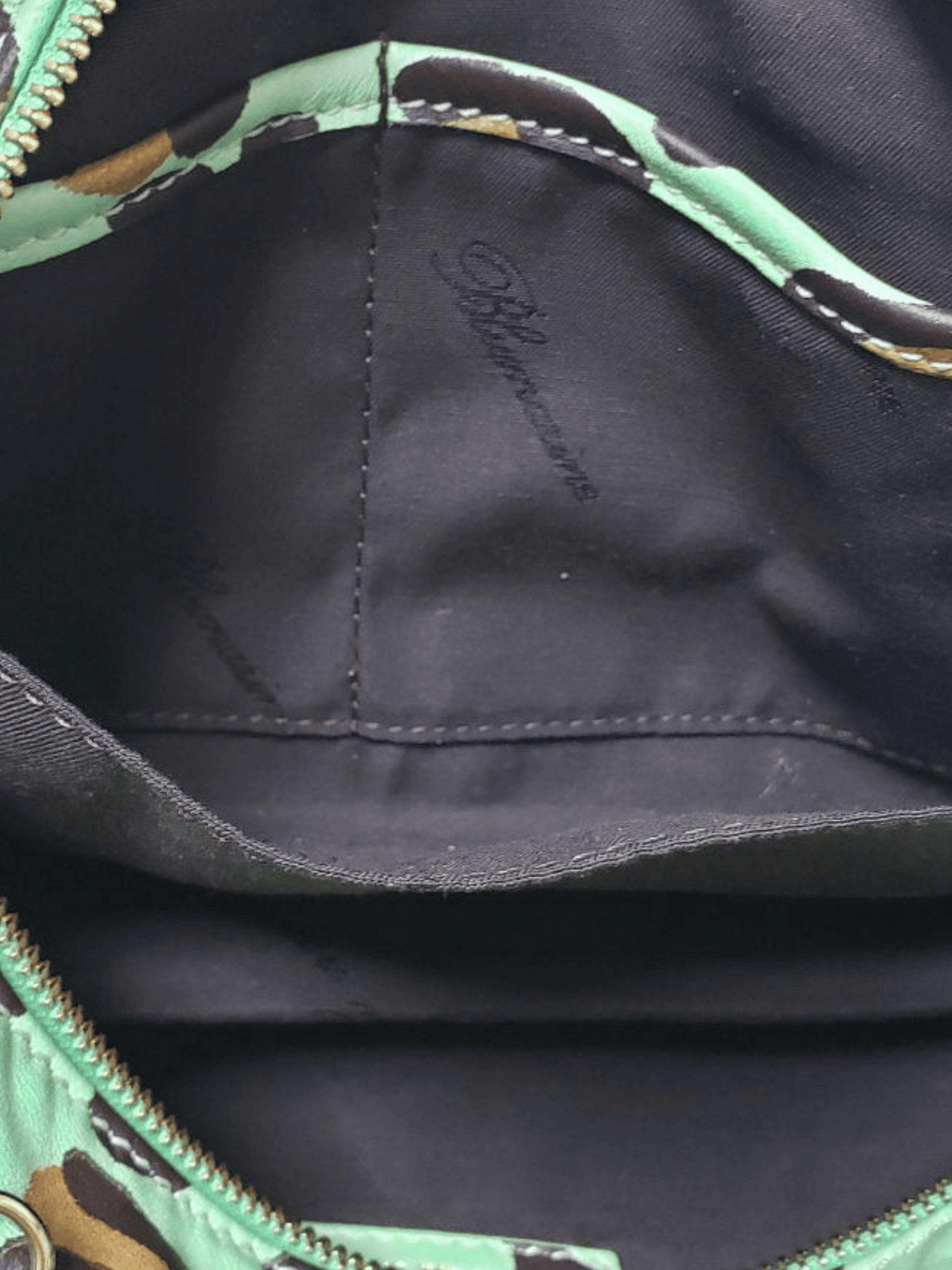 Blumarine 2000s Green Leopard Print Handbag