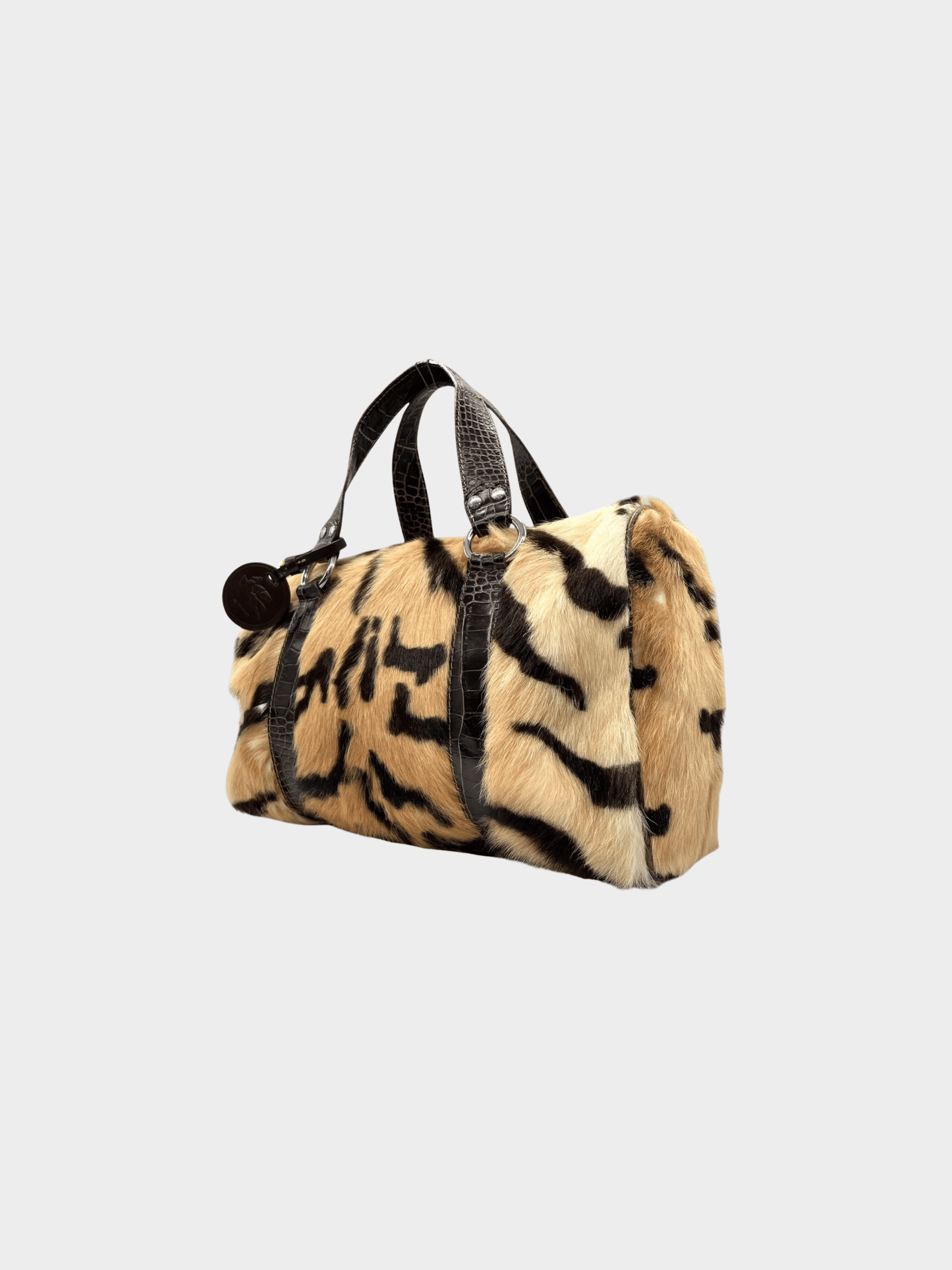 Etro 2000s Brown Ponyhair Boston Bag