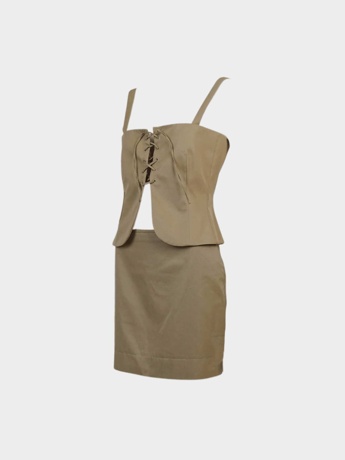 Miu Miu SS 1998 Khaki Top and Skirt Set