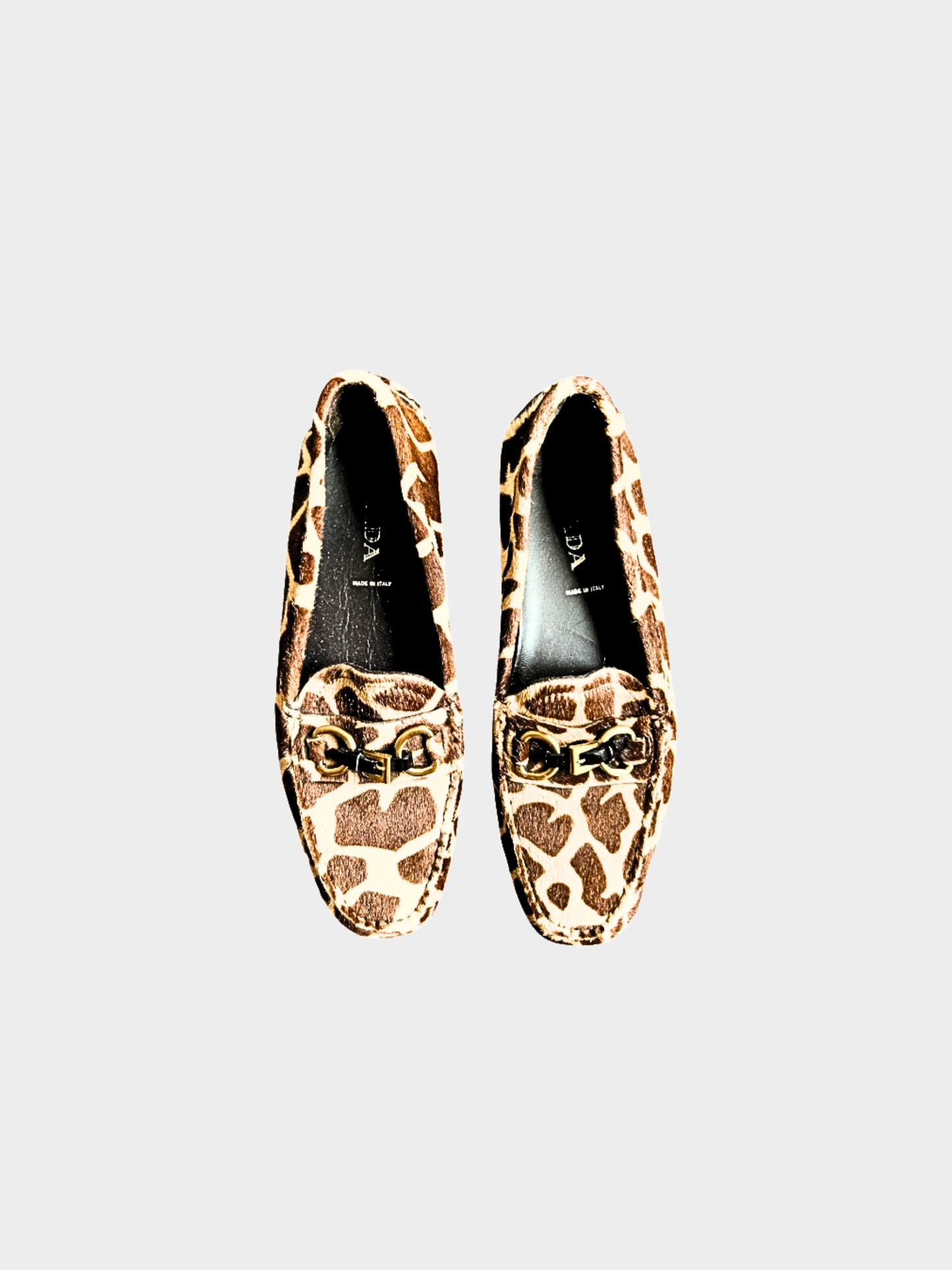 Prada 2000s Brown Giraffe Print Calf Hair Loafers