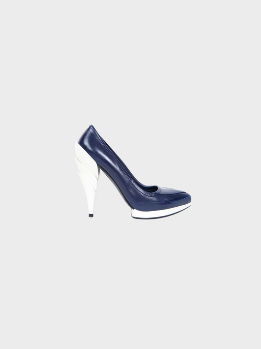 Miu Miu FW 2008 Navy Blue Stacked Pumps