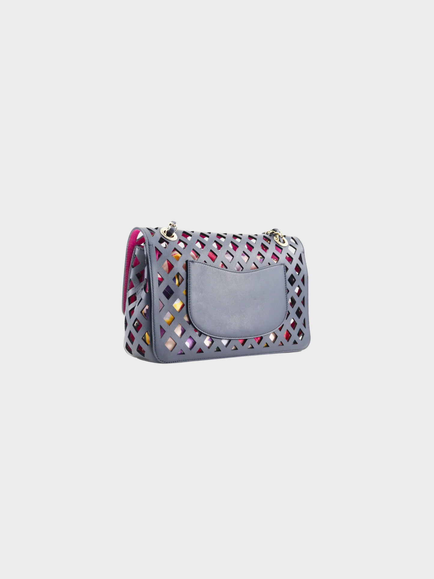 Chanel 2021 Navy See Through Perforated Flap Chain Shoulder Bag