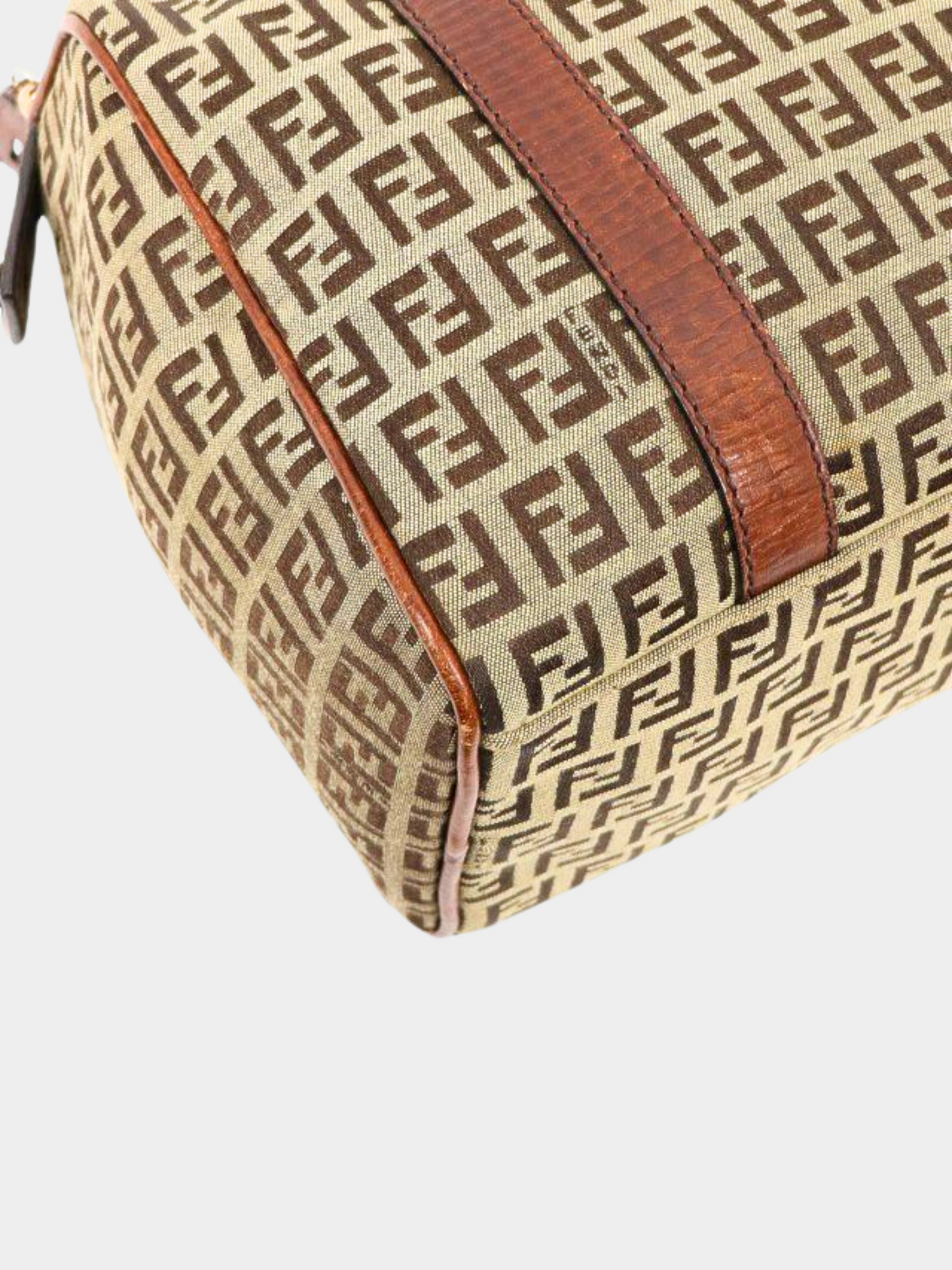 Fendi 2000s Brown Monogram Zucchino Boston Bag