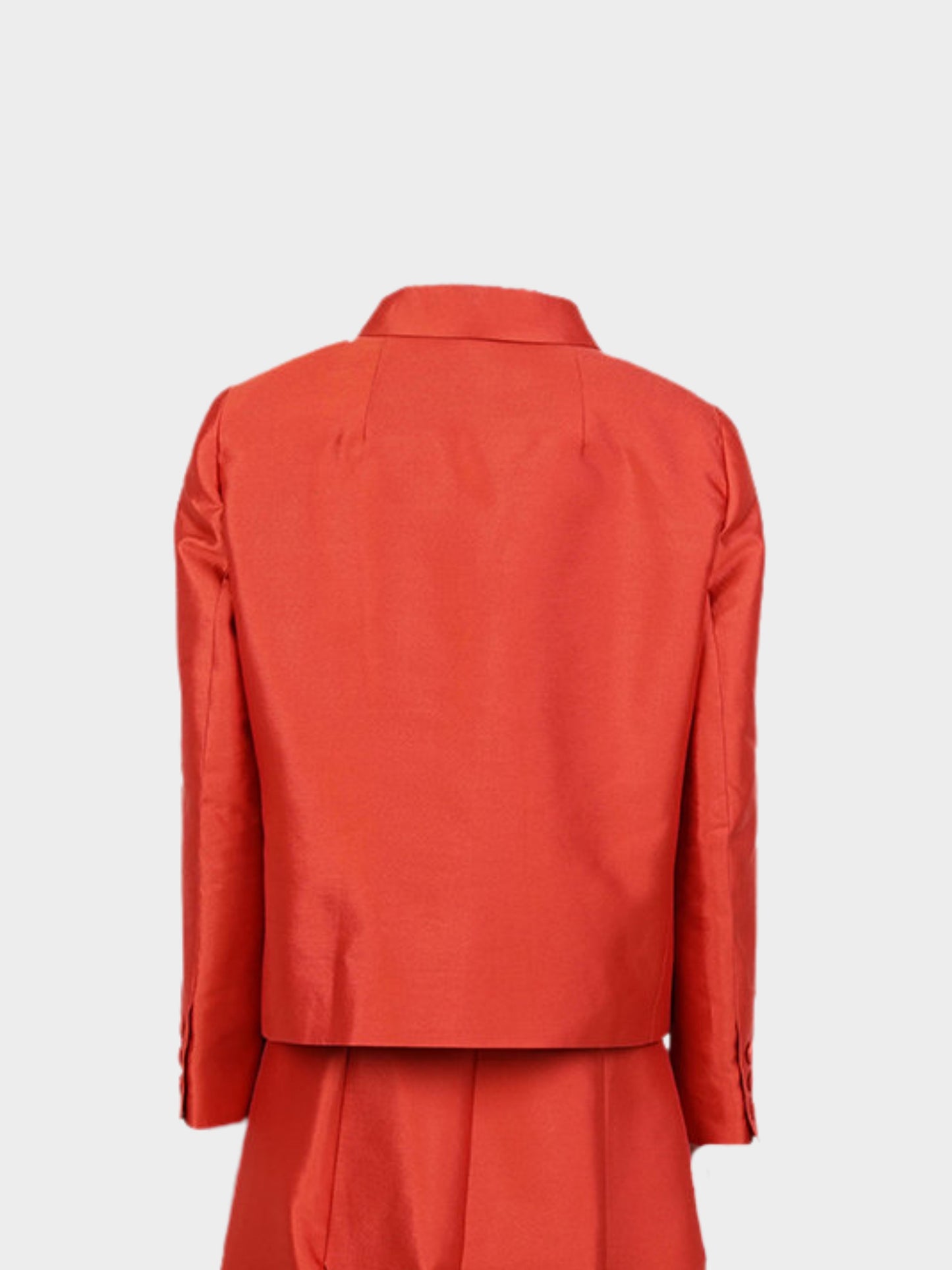 Prada FW 1995 Red Silk Blazer and Skirt Set