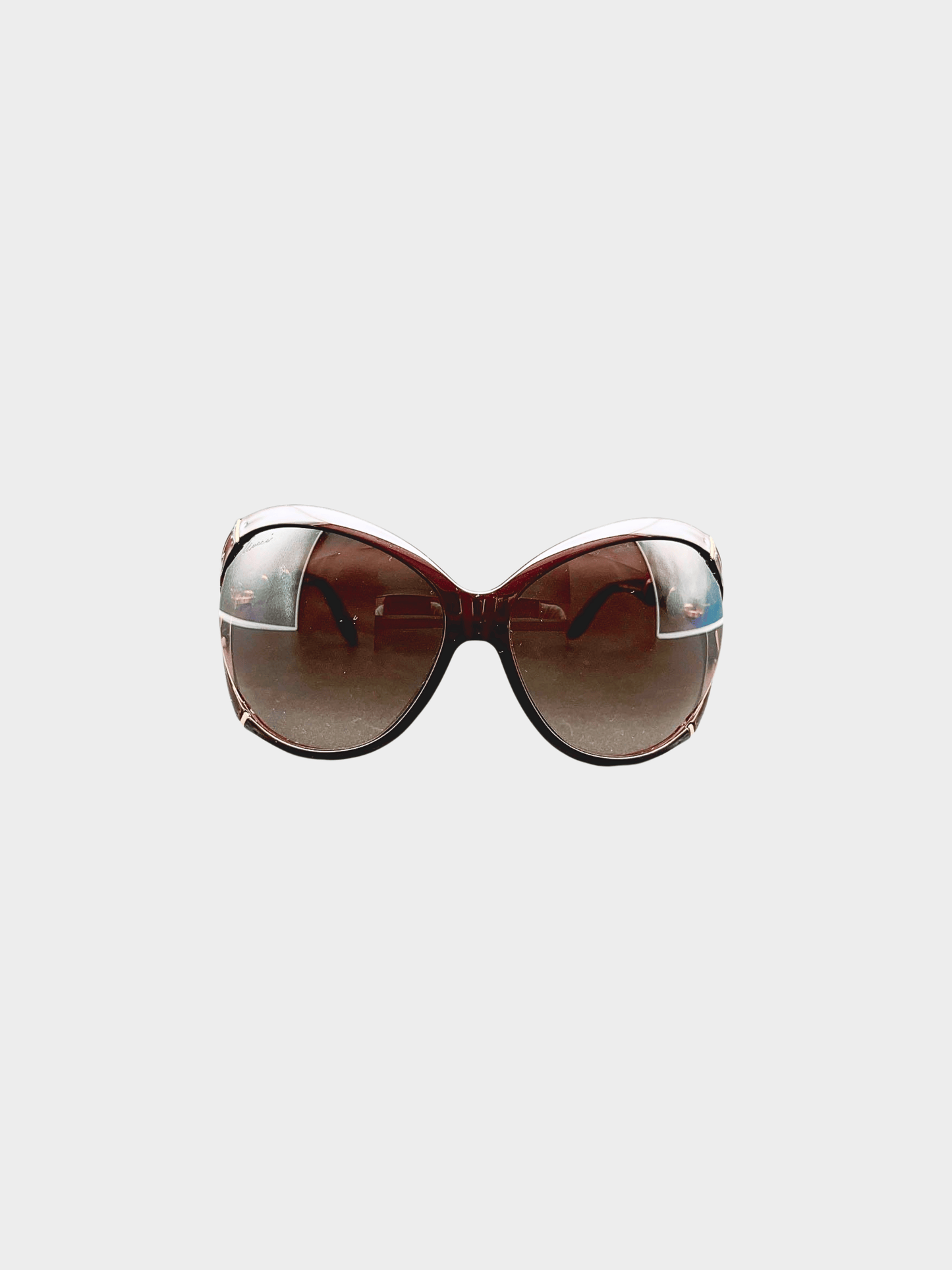 Gucci 2000s Brown Bamboo Frame Sunglasses