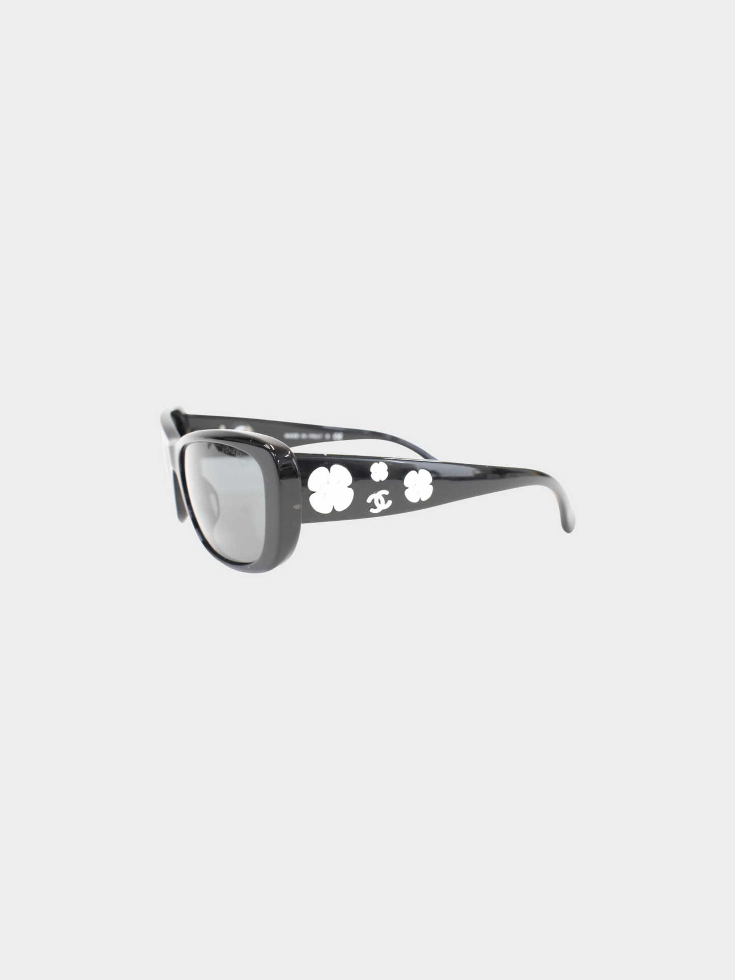 Chanel 2000s Black CC Camellia Square Sunglasses