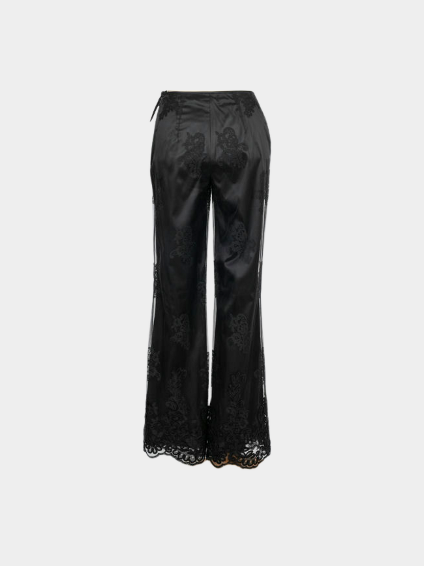 La Perla 2000s Black Satin Embroidered Pants