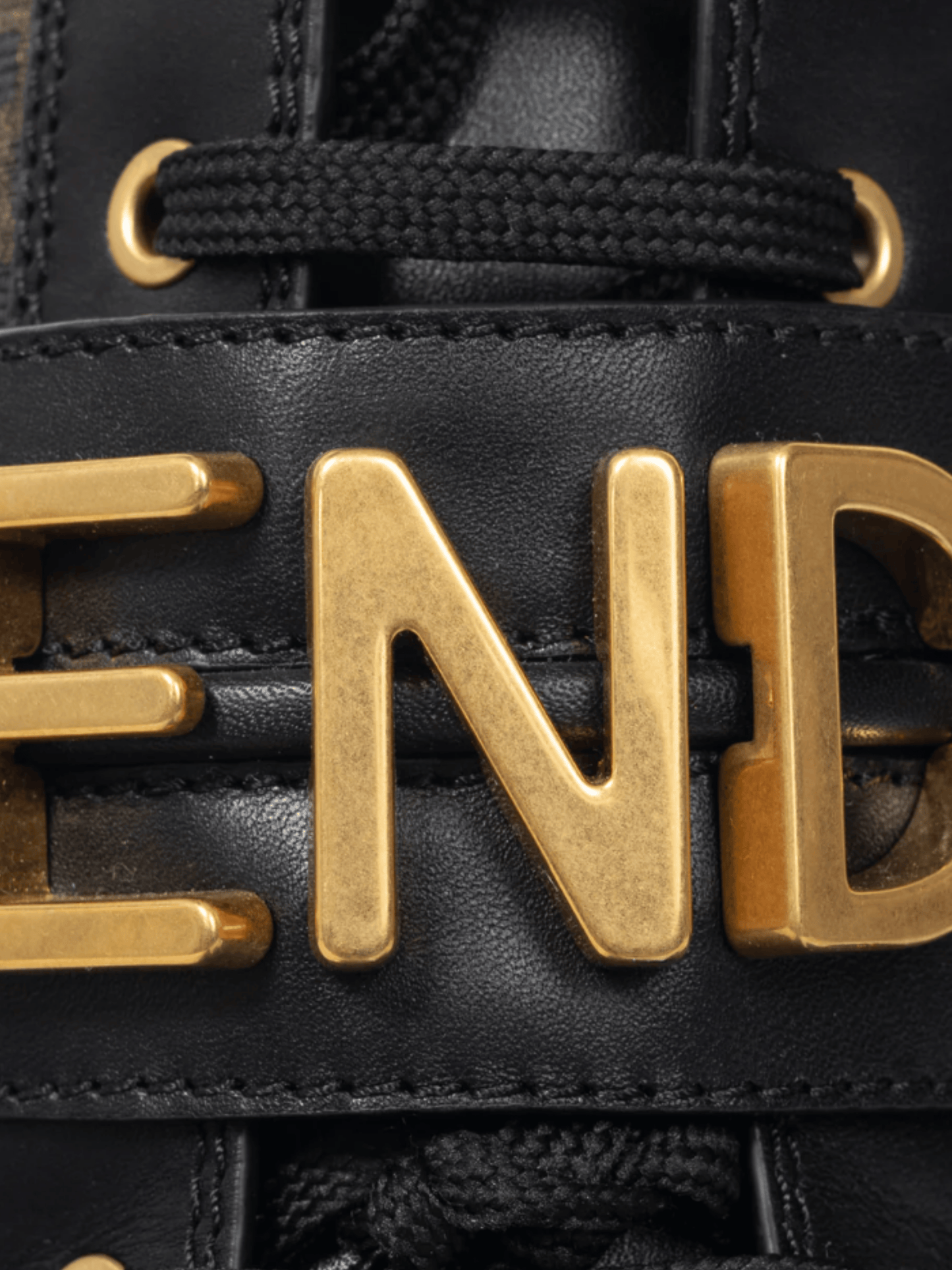 Fendi 2020s Fendigraphy Black Leather and Brown FF Pattern Combat Boots