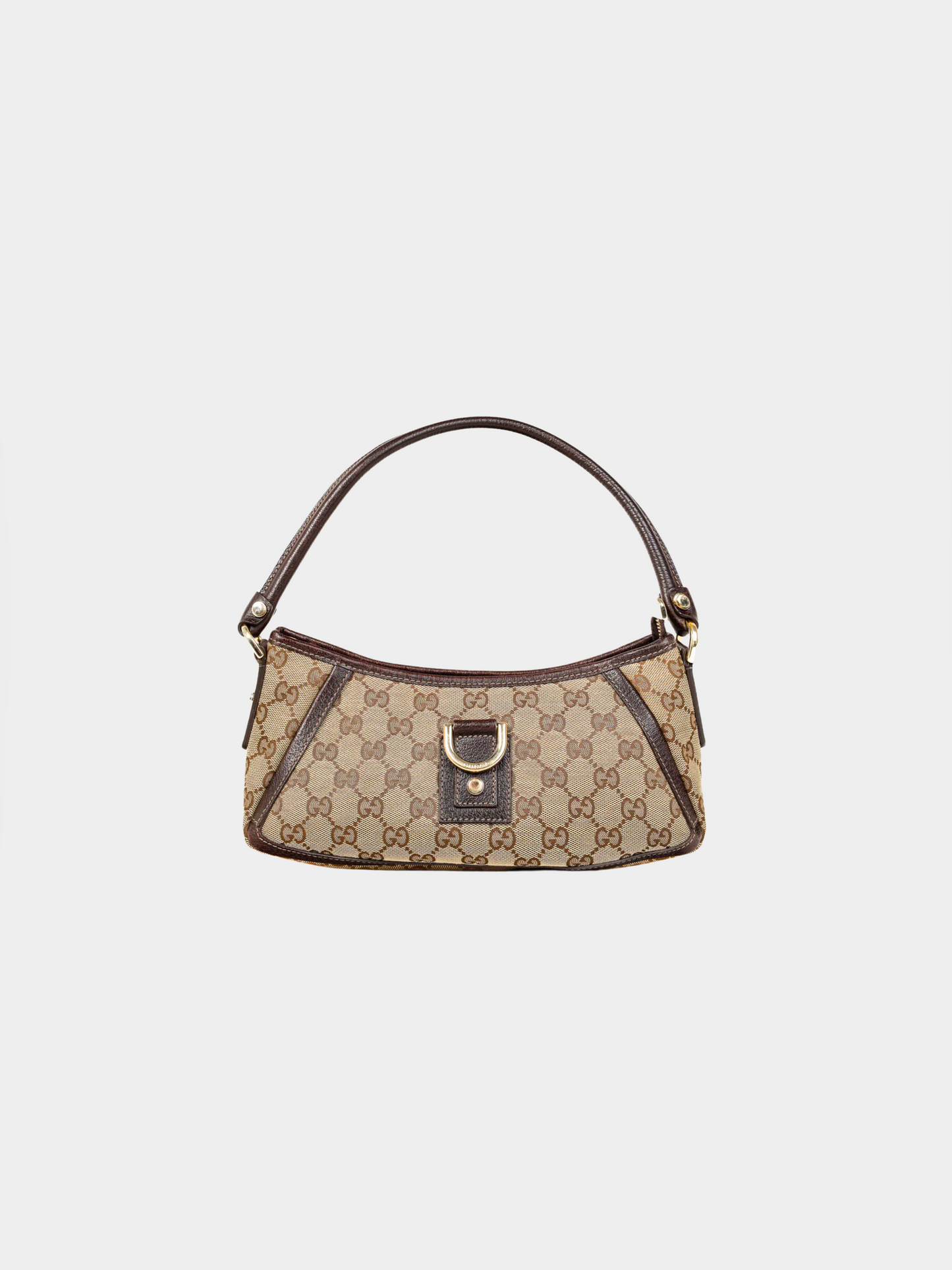 Gucci 2010s Brown Monogram D Ring Abbey Pochette Shoulder Bag