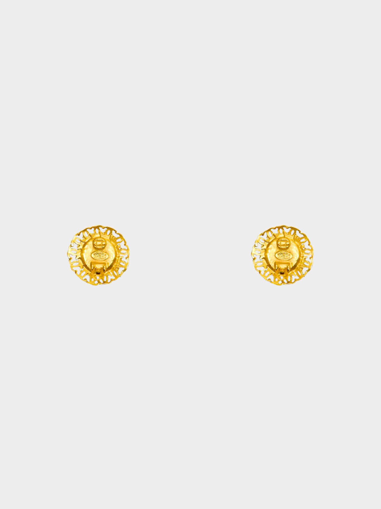 Chanel 2000s Burgundy Round Clip-on Earrings