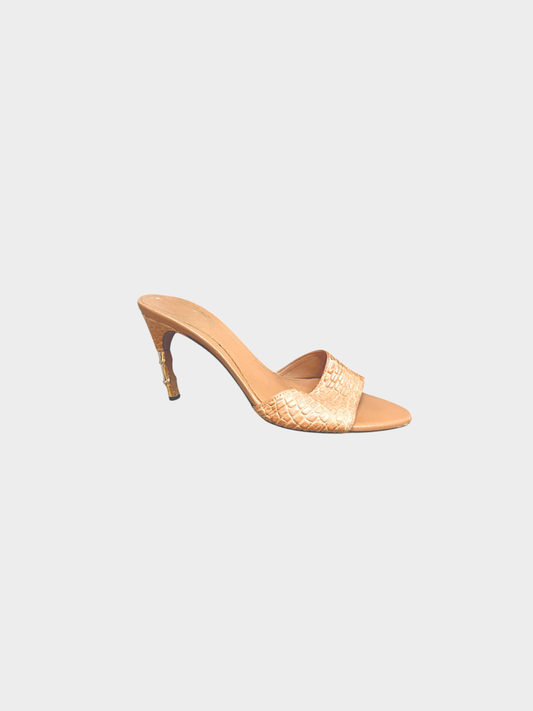 Gucci 2000s Pink Croc Leather Heels