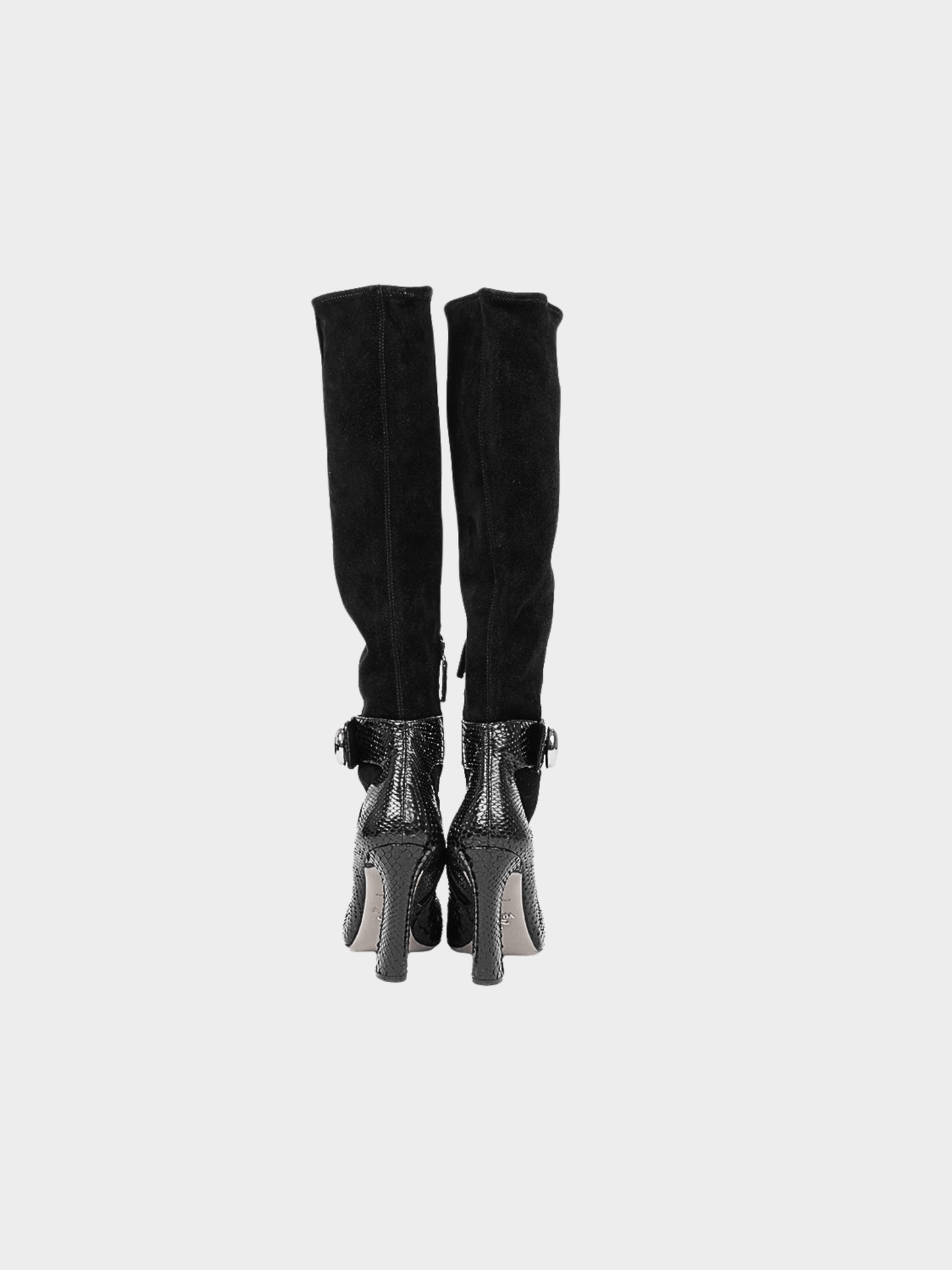 Prada FW 2011 Black Python Leather and Black Fabric Mary Jane Boots