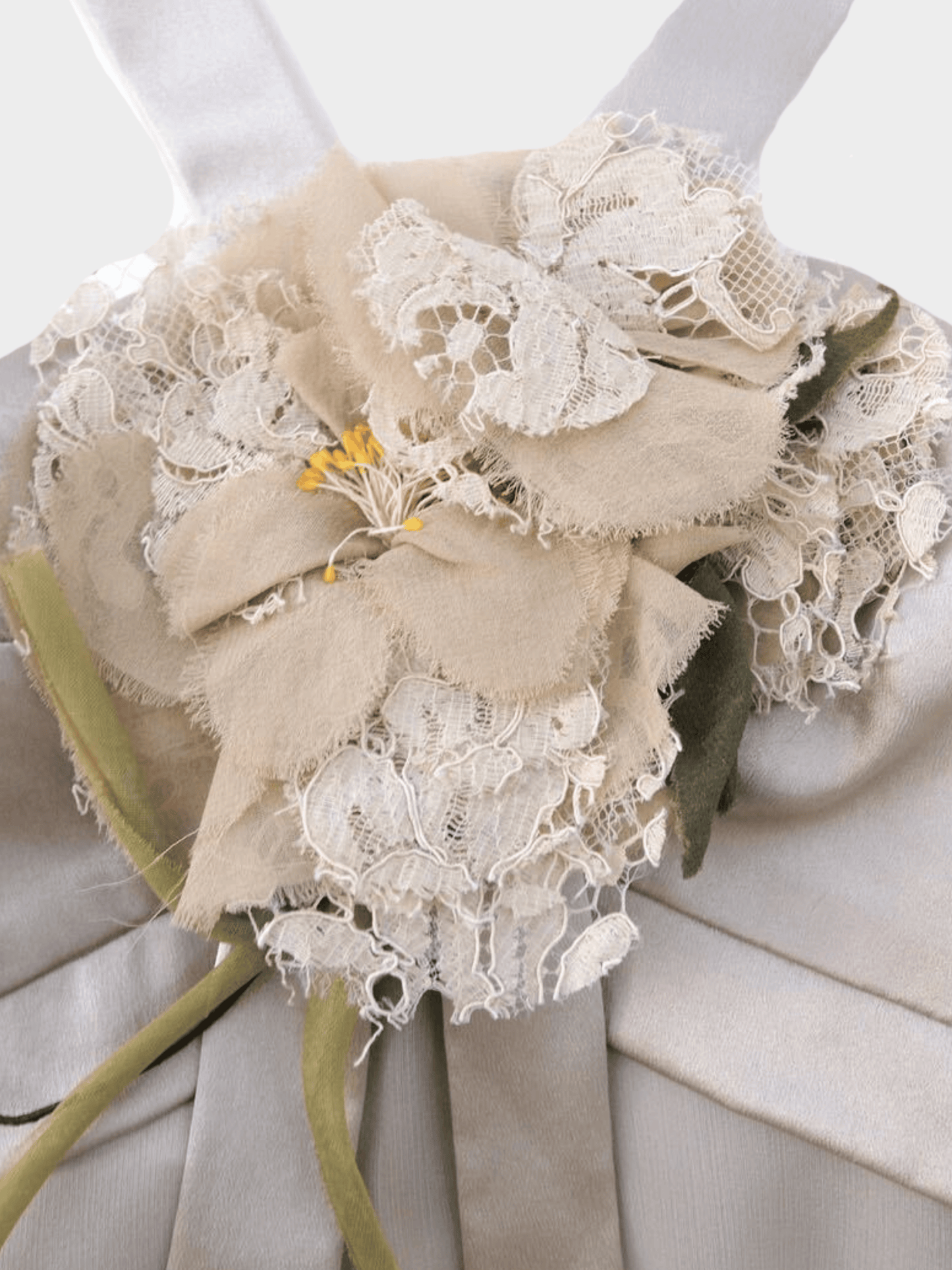 Dolce and Gabbana 2003-2004 Beige Silk Floral Detail Evening Dress