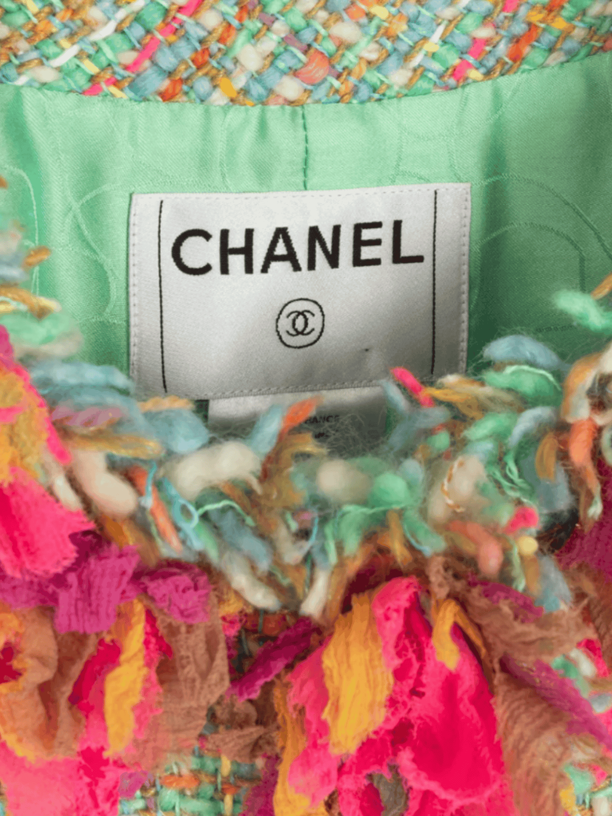 Chanel Métiers d’Art 2001 Mint-Green Wool-Tweed Rosette-Trim Jacket