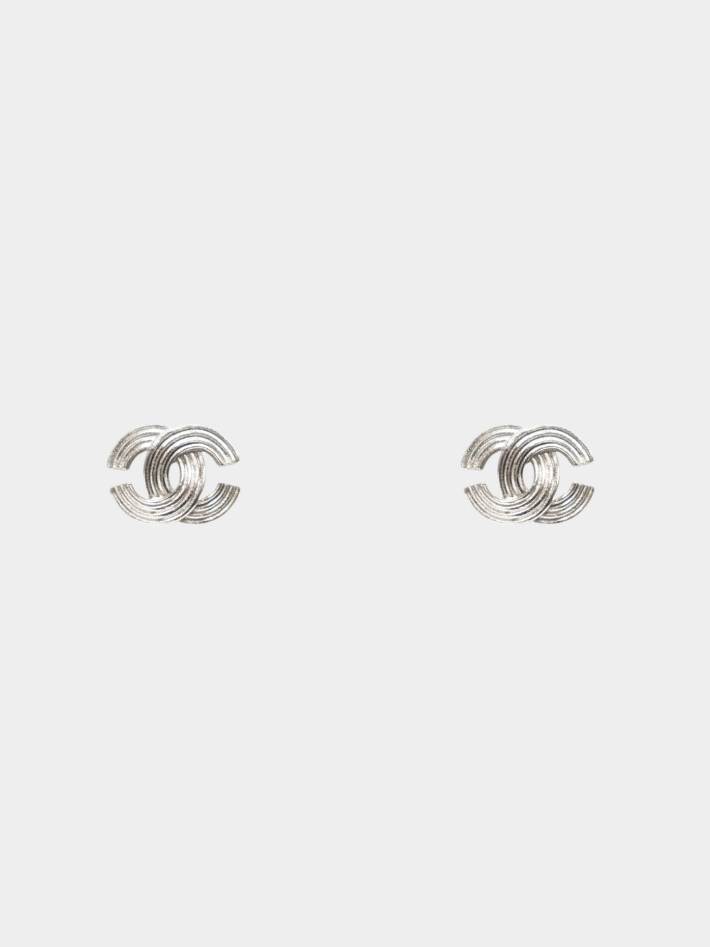 Chanel 2000s Silver CC Stud Earrings