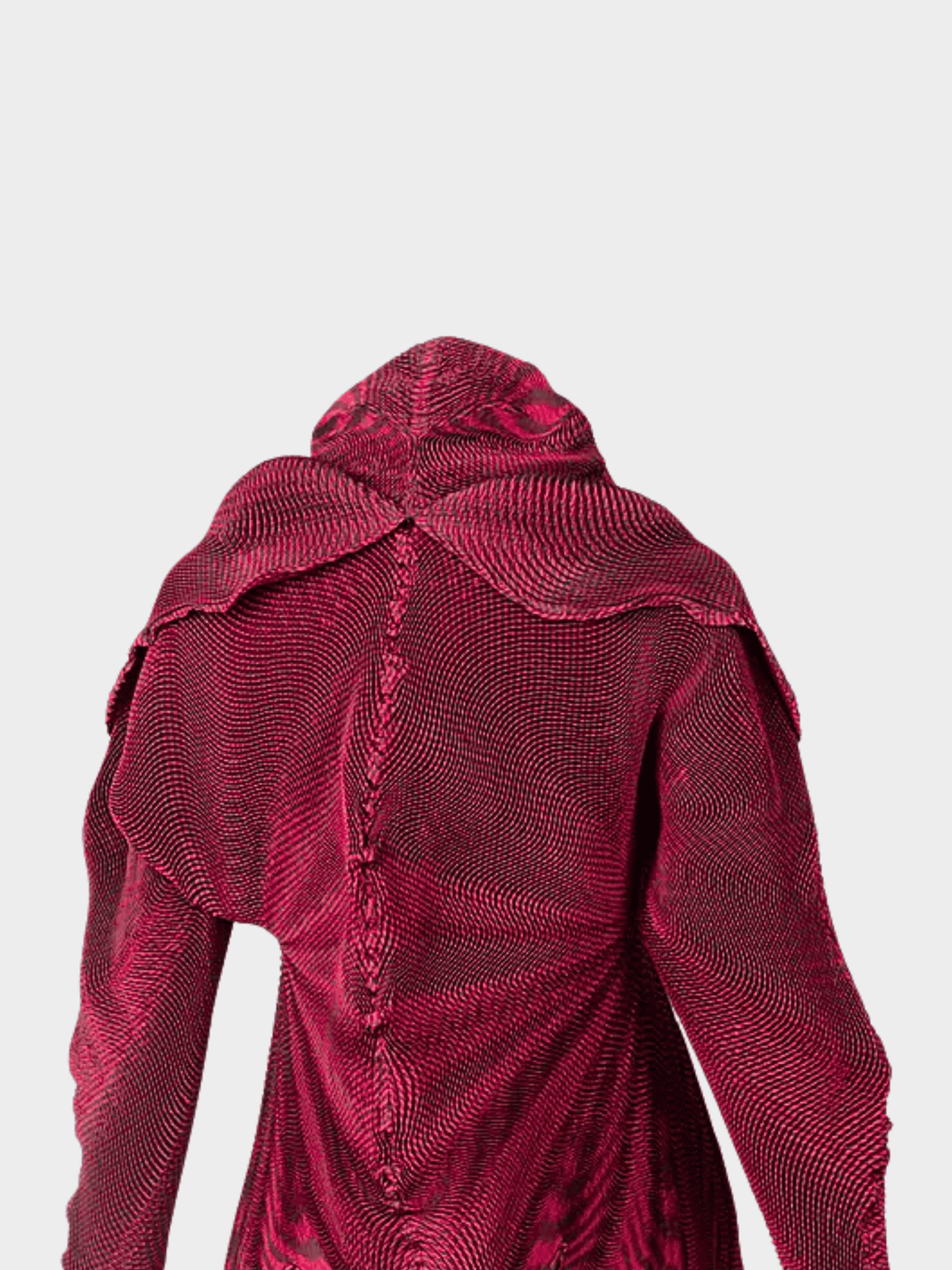Issey Miyake FW 2017 Pleated Burgundy Sculptural Jacket